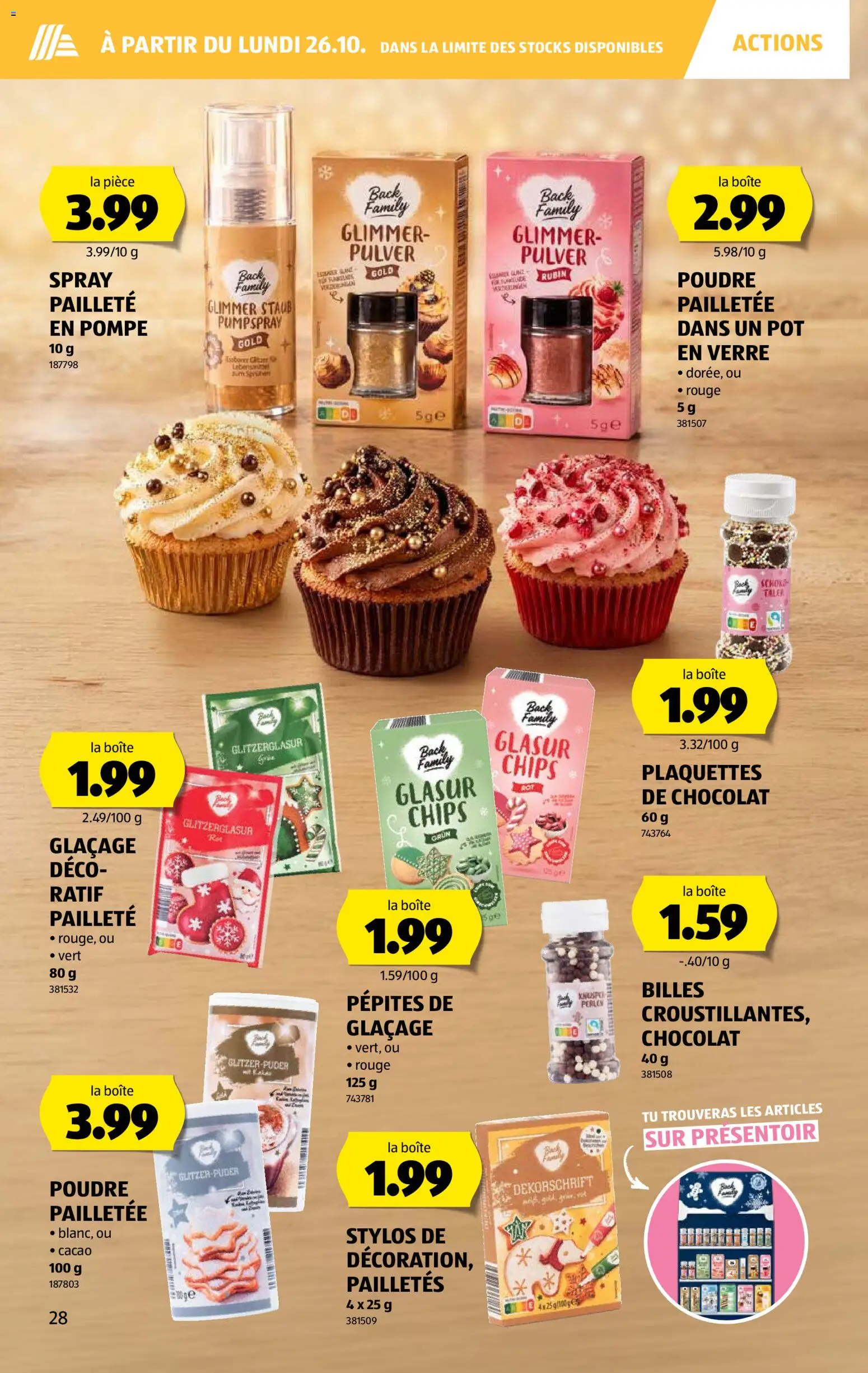 Aldi aktionen FR – gültig ab 22.10.2026 | Seite: 28 | Produkte: Pulver, Rouge, Puder, Chips