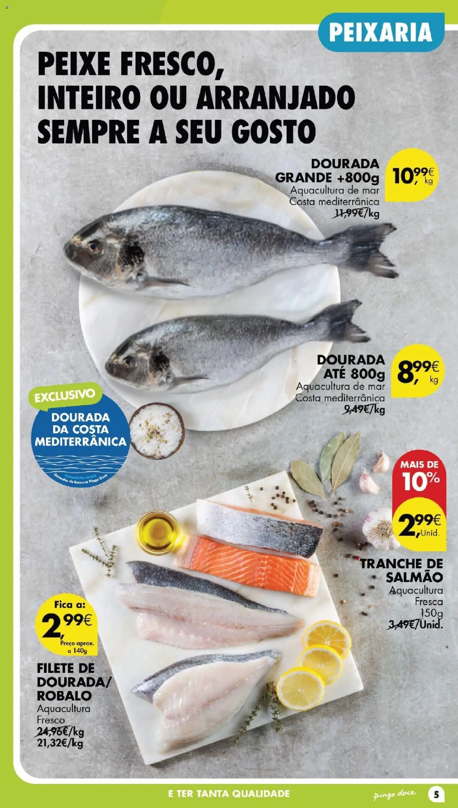 Pingo Doce folheto │ válido de 20/10/2026 | Página: 5 | Produtos: Dourada, Salmão, Peixe, Filete