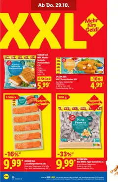 OCEAN SEA ASC White Tiger Garnelen XXL, Roh, in Schale. Tiefgefroren. Je 900 g; 1 kg = 11.10 ab 26.10.2026 gültig | Seite: 62 | Produkte: Garnelen, Fisch, Fischstabchen, Tiger garnelen