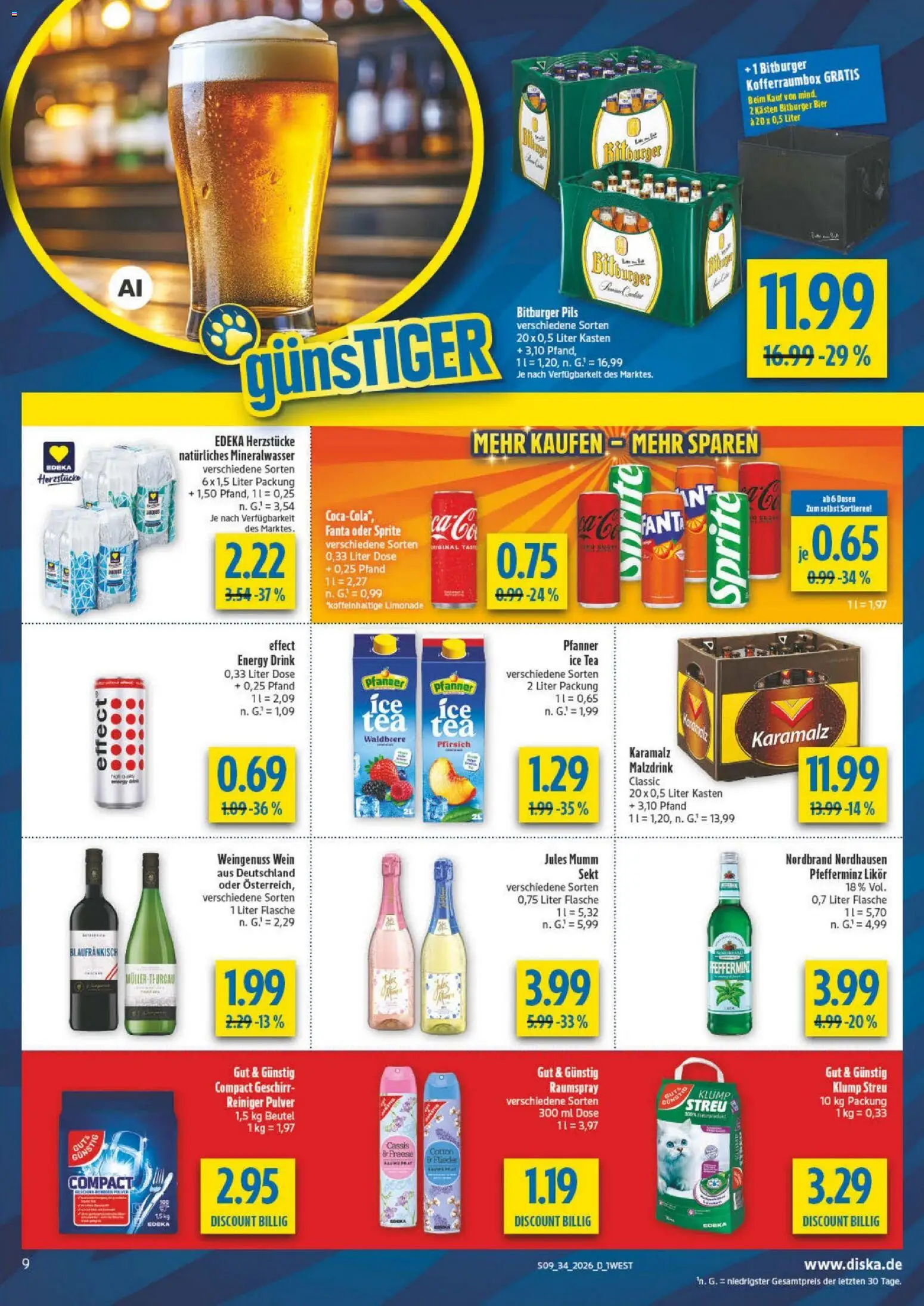 Diska - Diska Angebote Bayern KW34 – gültig ab 17.08.2026 | Seite: 9 | Produkte: Fanta, Sekt, Pils, Pfirsich