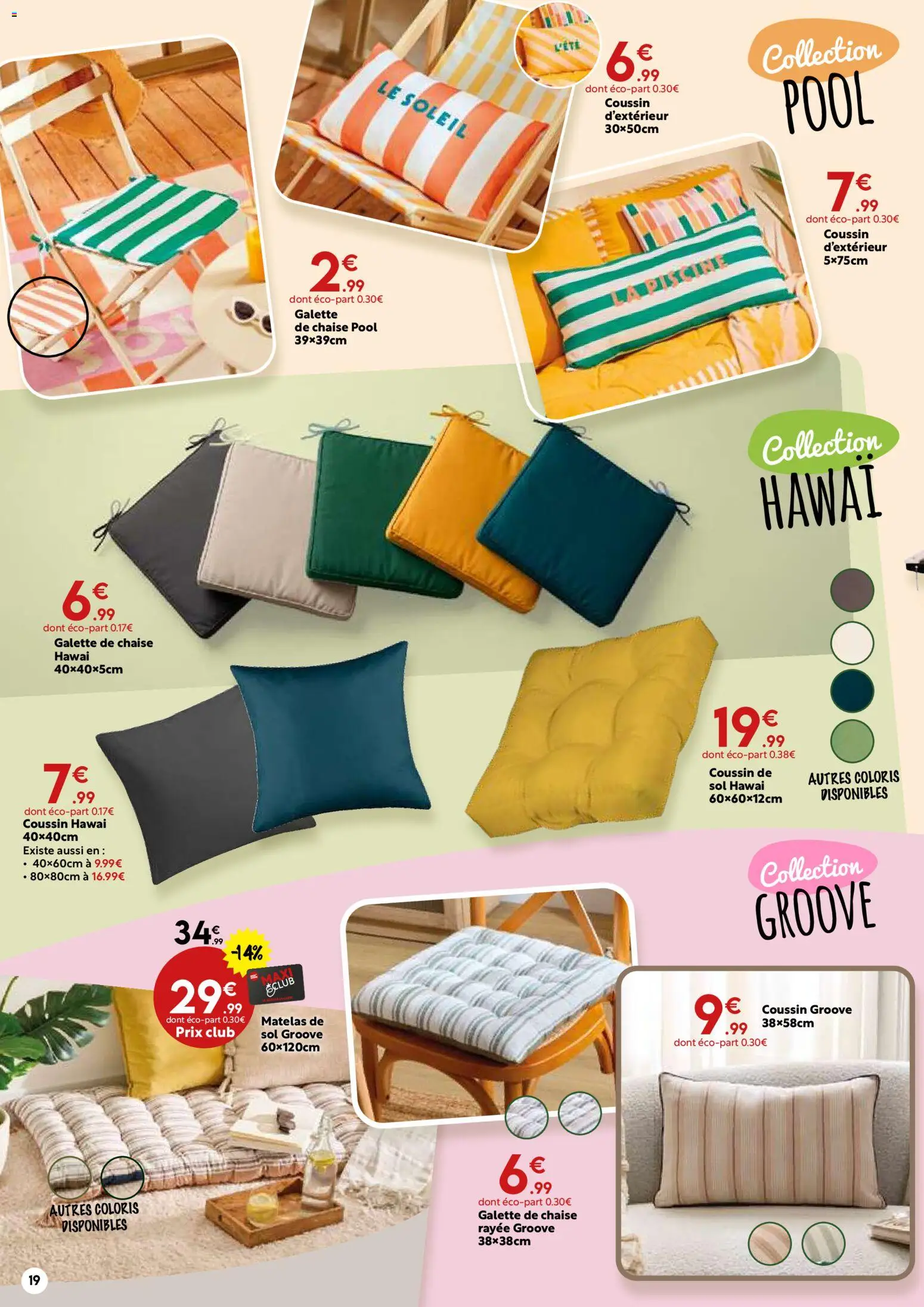 {H1} | Page: 19 | Produits: Matelas, Chaise, Galette de chaise