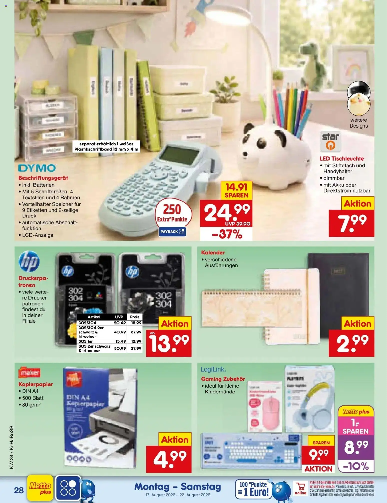 Netto Marken-Discount Prospekt Kruft – gültig ab 17.08.2026 | Seite: 38 | Produkte: Batterien, Drucker