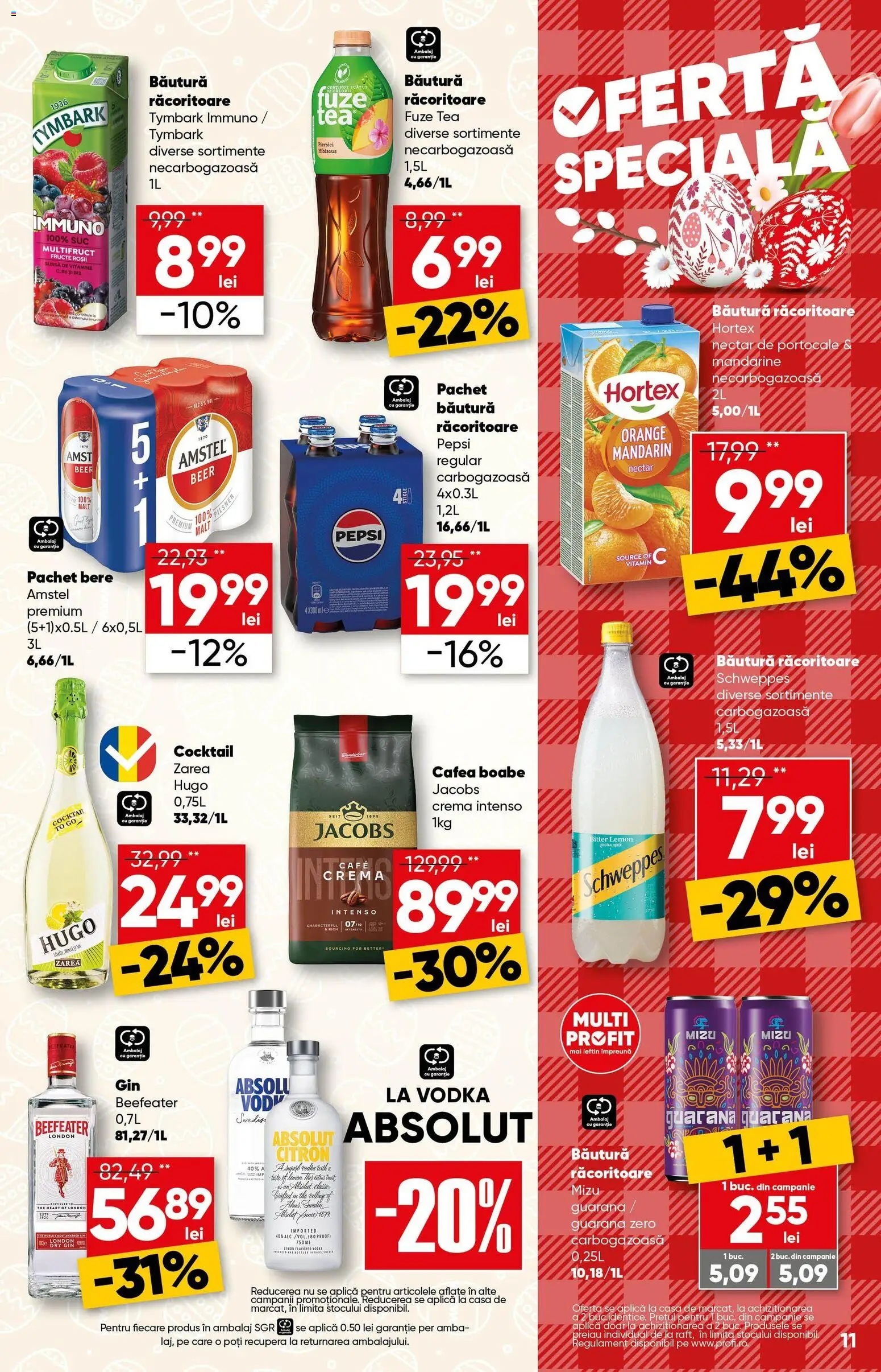 Noul catalog Profi – valabil de la 01.04.2026 | Pagină: 11 | Produse: Cafea, Suc, Roșii, Gin
