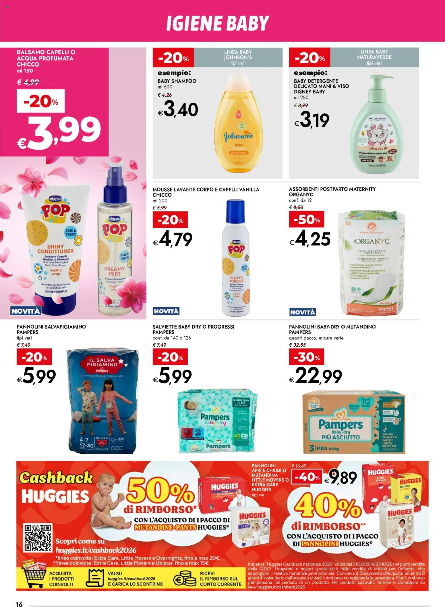 Volantino bennet del 17/09/2026 | Pagina: 16 | Prodotti: Shampoo, Balsamo, Pannolini, Assorbenti