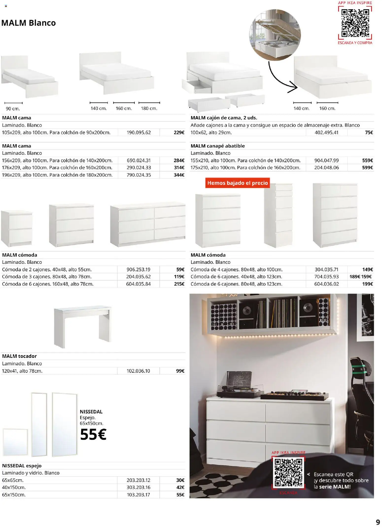 Catálogo IKEA Muebles para el dormitorio │ válido desde el 01/02/2026 | Página: 9 | Productos: Colchon, Cama, Almacenaje, Espejo