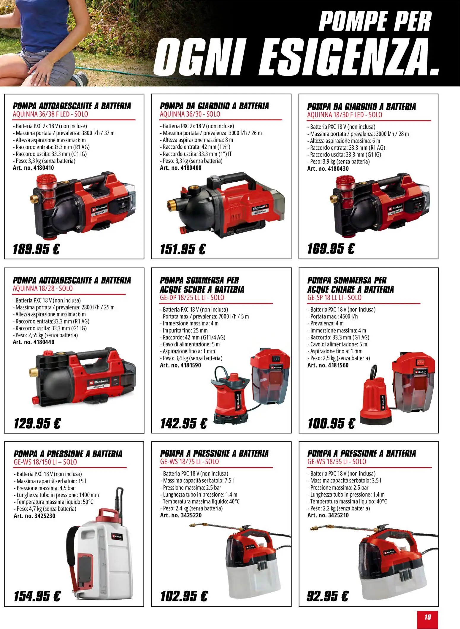 Volantino Einhell del 01/10/2026 | Pagina: 19 | Prodotti: Tubo, Cavo, Batteria