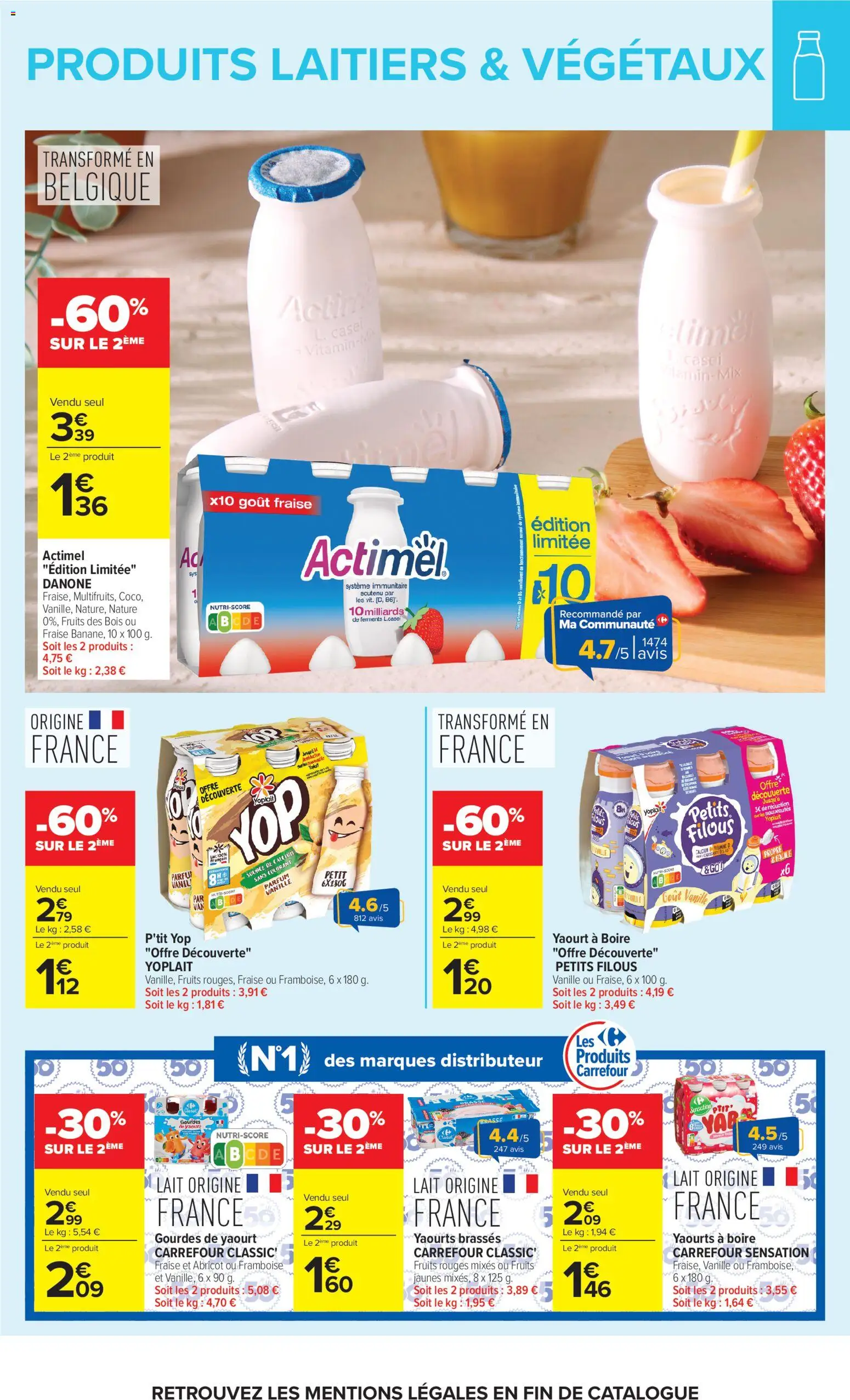 {H1} | Page: 5 | Produits: Yaourts, Fraise, Framboise, Actimel
