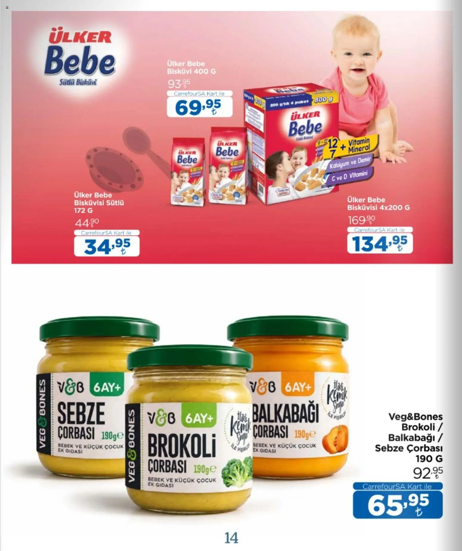 CarrefourSA - Katalog Bebek - 12 Ekim 2026 tarihinden itibaren geçerlidir | Sayfa: 14 | Ürünler: Sebze, Balkabağı, Brokoli, Bisküvi