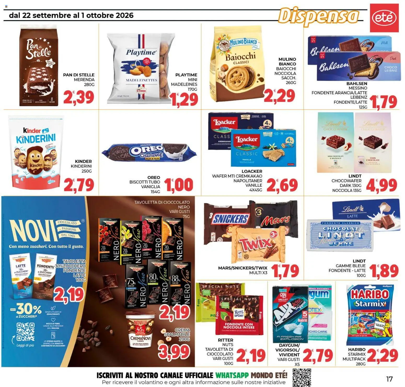 Volantino Eté del 22/09/2026 | Pagina: 17 | Prodotti: Cioccolato, Lindt, Biscotti, Tavoletta