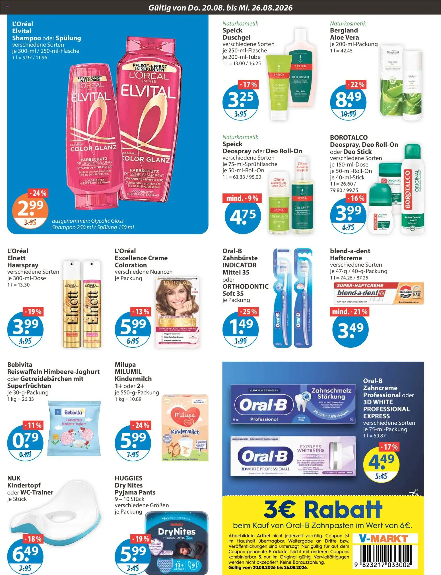 V-Markt Angebote – gültig ab 20.08.2026 | Seite: 10 | Produkte: Shampoo, Spülung, Duschgel, Pyjama