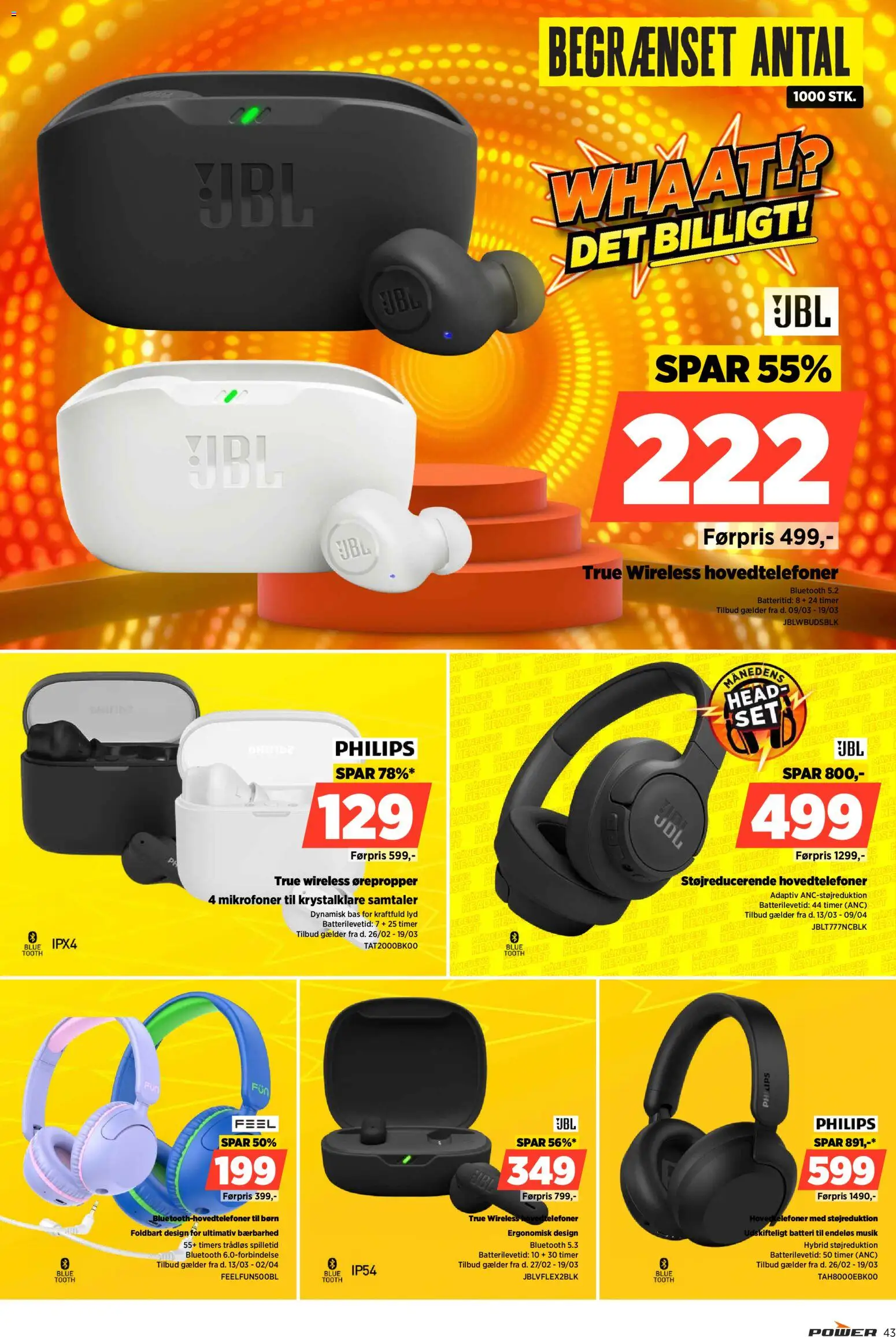 Power tilbudsavis – gyldig fra 13.03.2026 | Side: 43 | Produkter: Lyd, Hovedtelefoner, Batteri