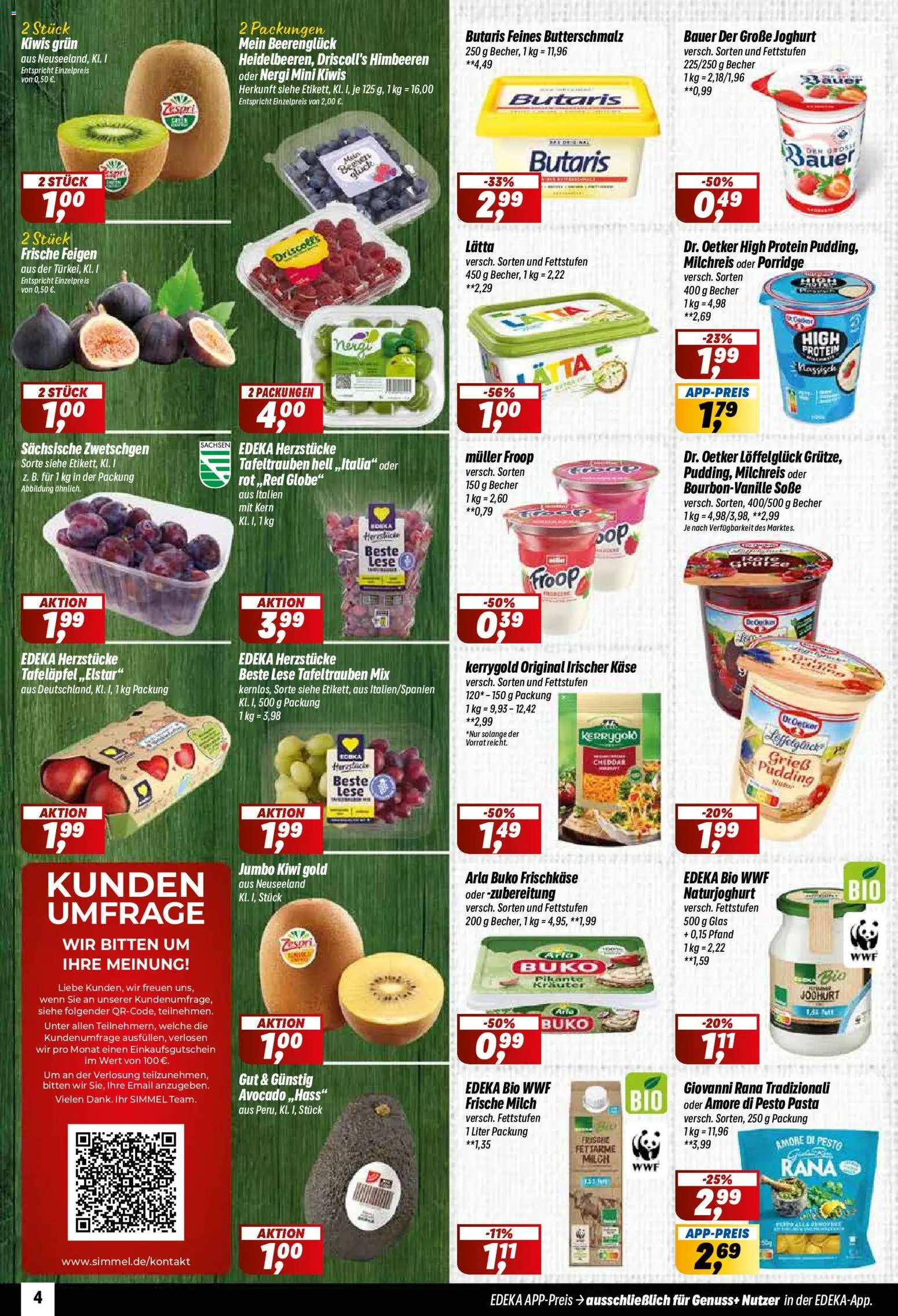 Simmel Prospekt – gültig ab 07.09.2026 | Seite: 4 | Produkte: Grieß, Froop, Käse, Avocado