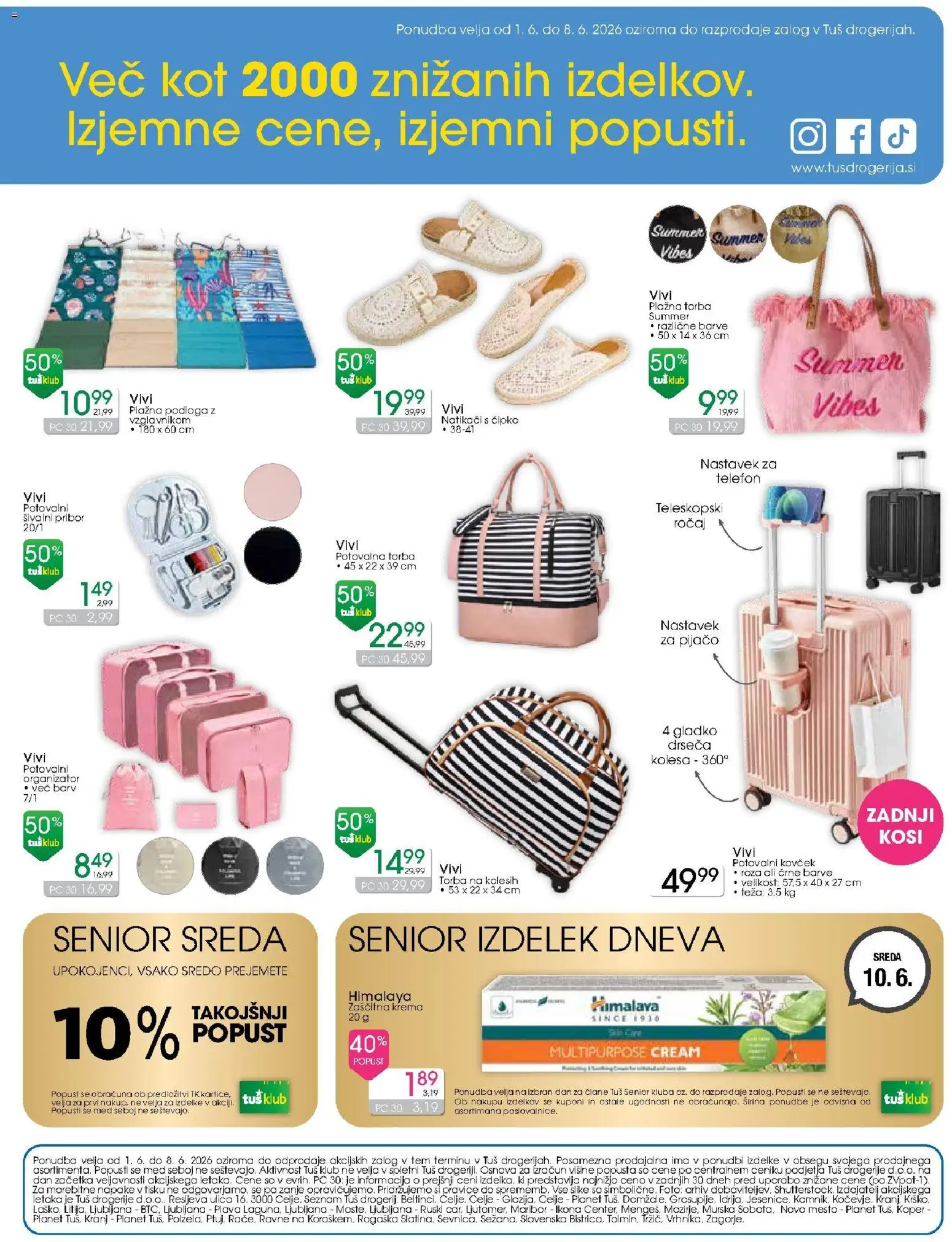 Novi Tuš drogerija katalog ponudbe – veljaven od 01.06.2026 | Stran: 2 | Izdelki: Torba, Teza, Natikaci, Kovcek