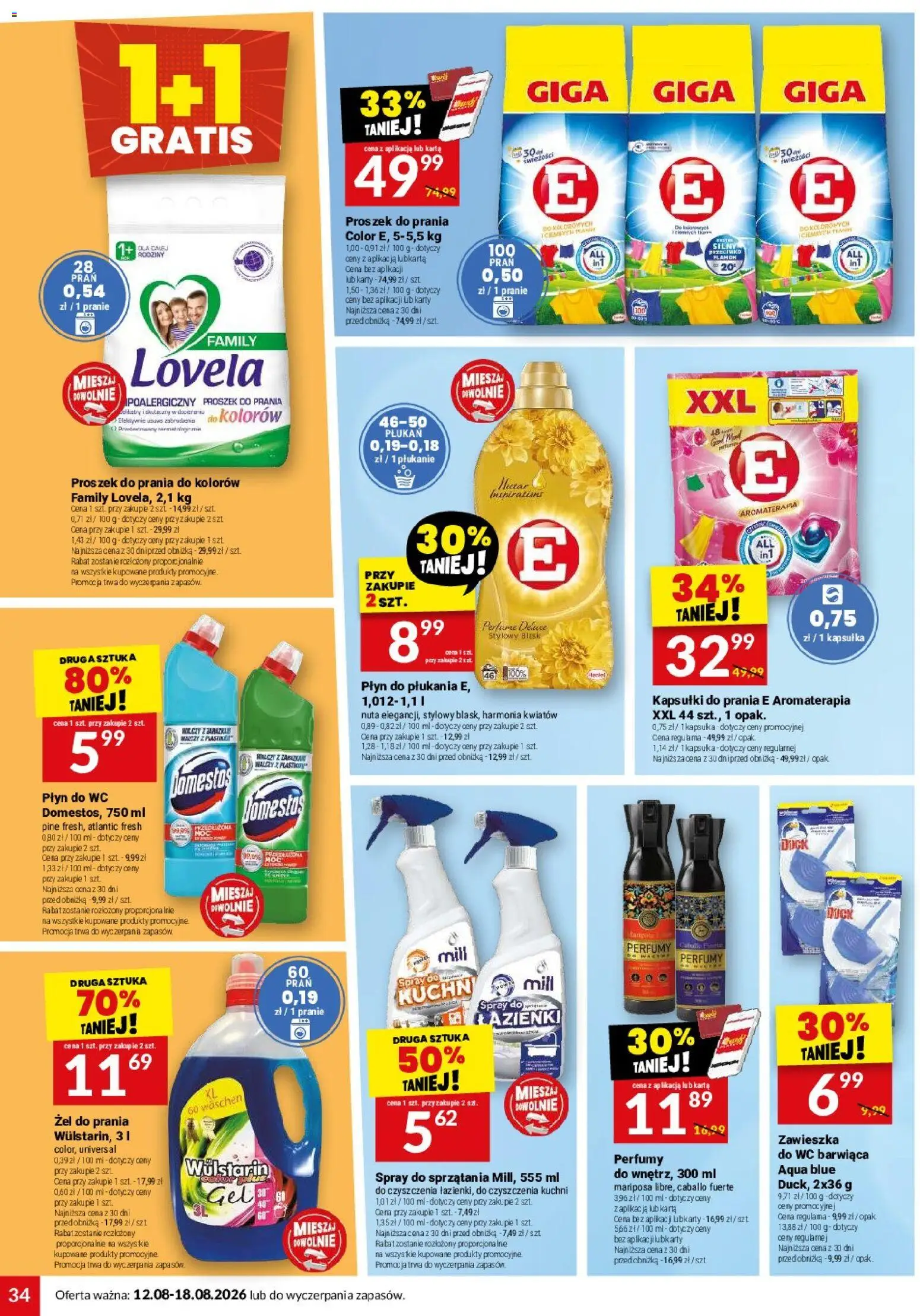 Twój Market gazetka od 12.08.2026 | Strona: 34 | Produkty: Płyn do płukania, Proszek, Domestos, Żel do prania