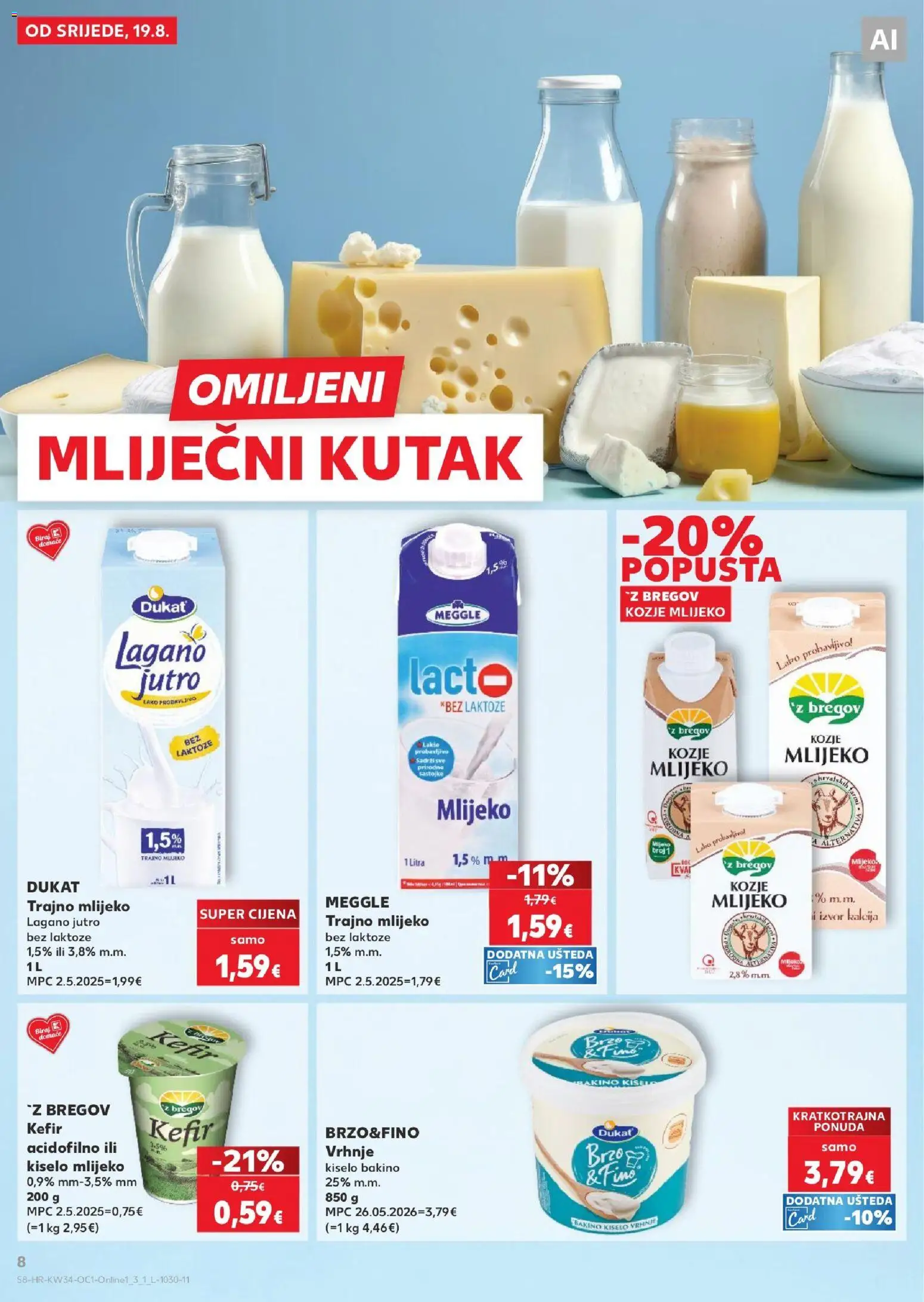 Kaufland katalog | vrijedi od 19.08.2026 | Stranica: 8 | Proizvodi: Mlijeko, Trajno mlijeko, Kefir