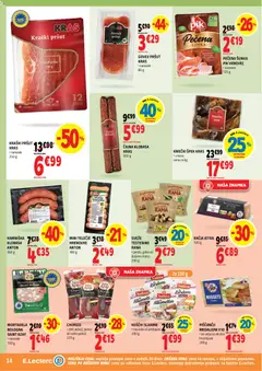 E.leclerc katalog akcije – veljaven od 30.09.2026 | Stran: 14 | Izdelki: Hrenovke, Mortadela, Narezek, Testenine