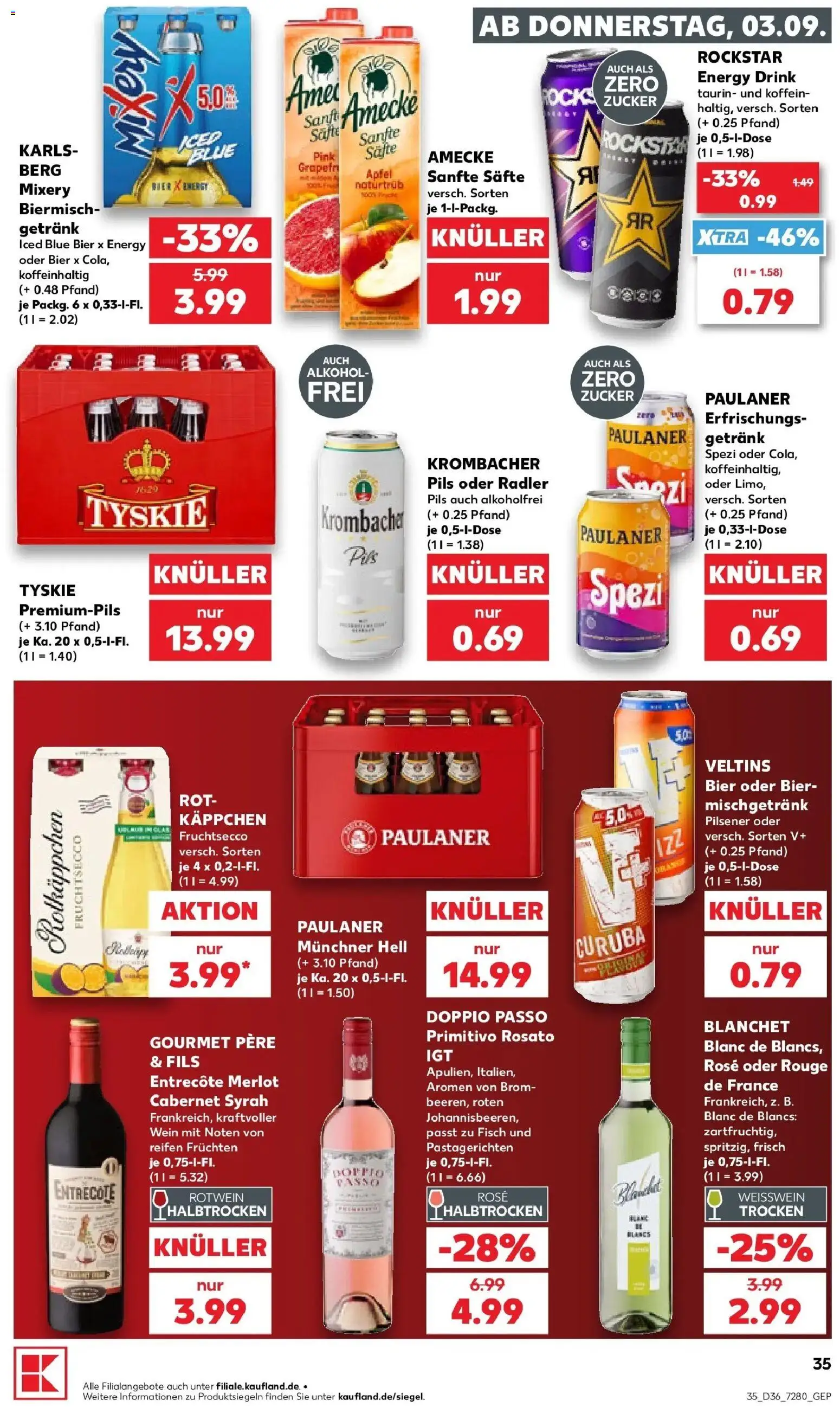 Prospekt Kaufland ab 31.08.2026 » Angebote Online zum Blättern | Seite: 44 | Produkte: Entrecote, Fruchtsecco, Alkohol, Veltins
