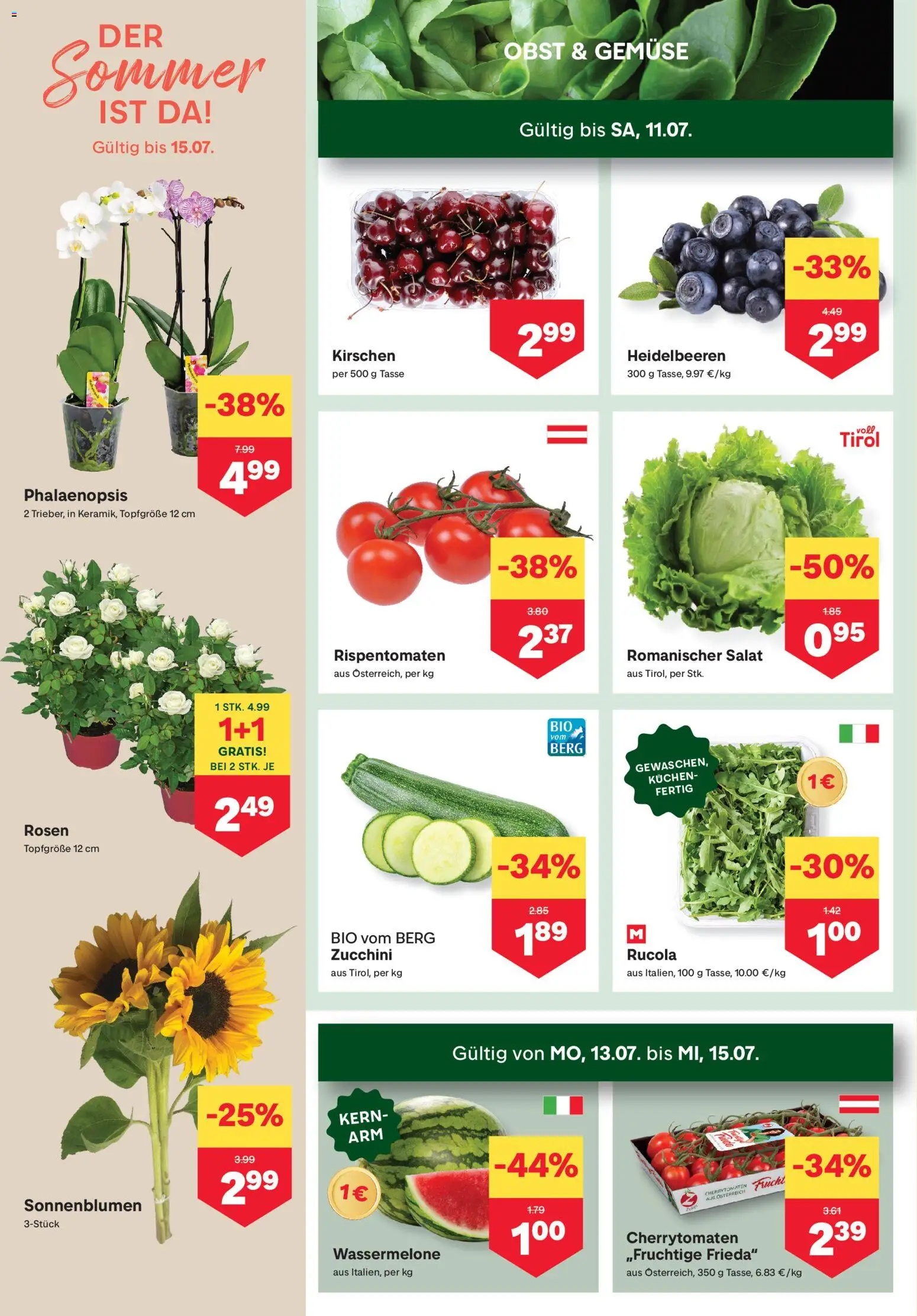 MPREIS Flugblatt gültig ab 09.07.2026 | Seite: 2 | Produkte: Salat, Gemüse, Obst, Wassermelone
