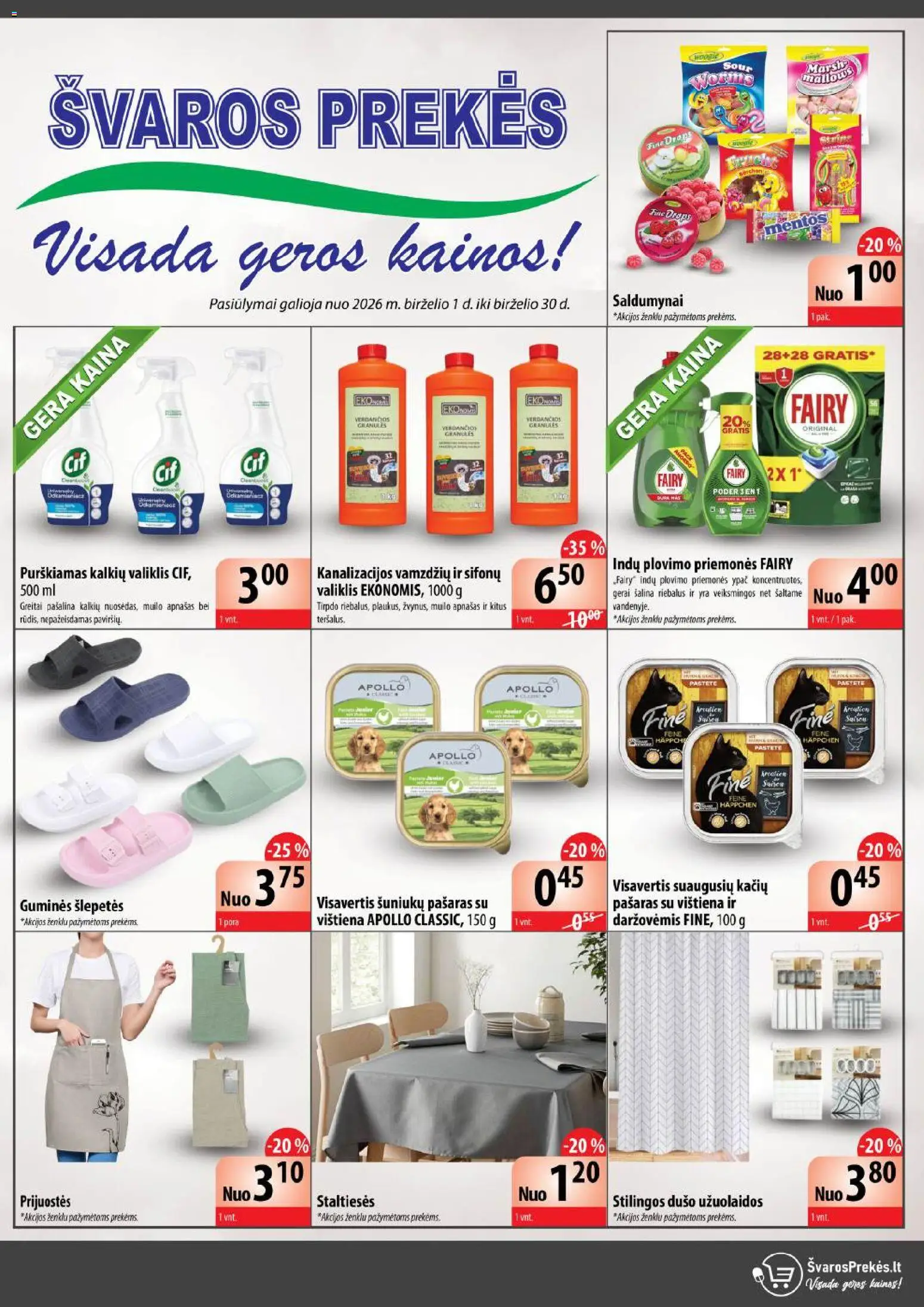 Švaros Prekés akcijos nuo 01.06.2026 | Puslapis: 1 | Prekių: Vištiena, Šlepetės, Užuolaidos