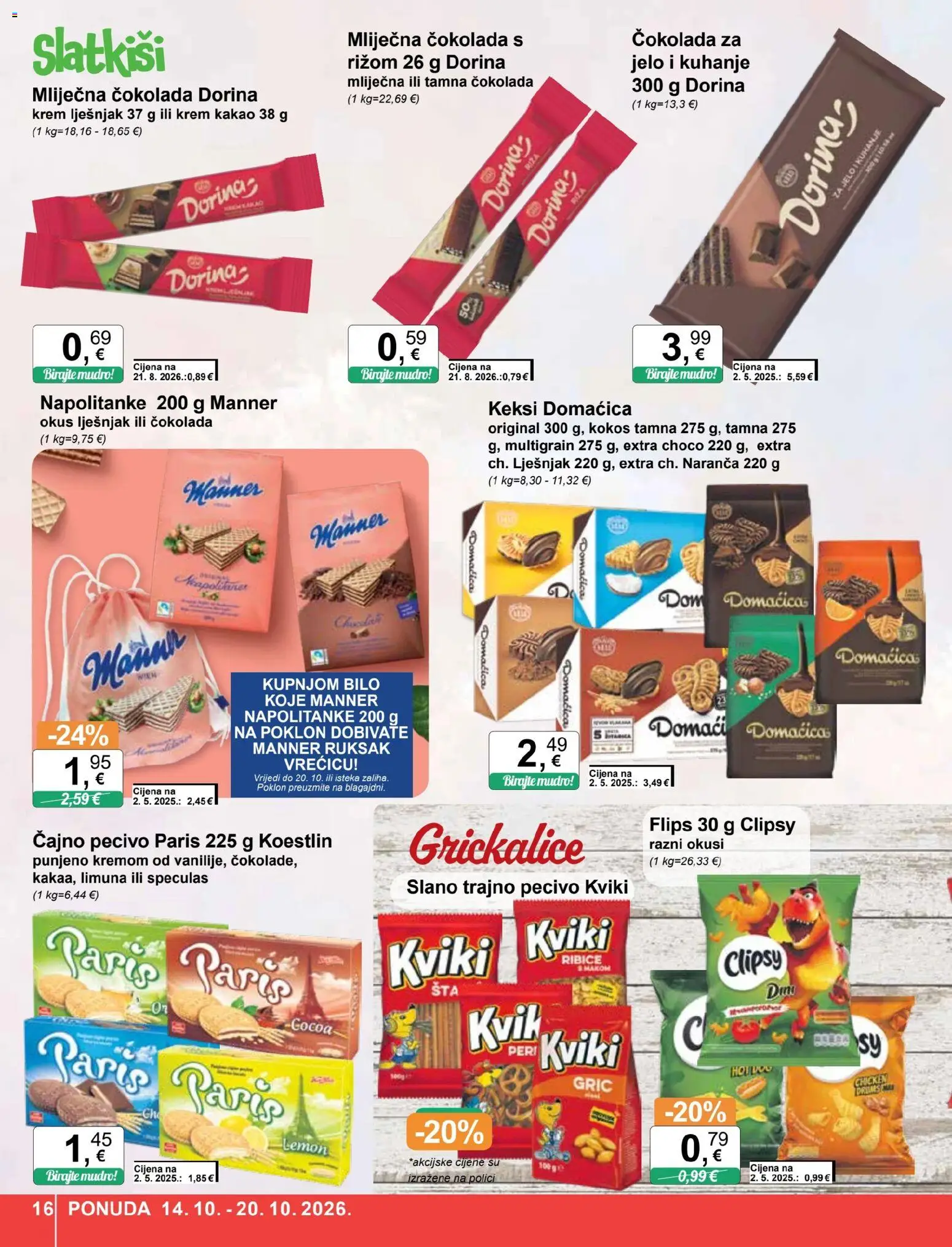 KTC katalog | vrijedi od 14.10.2026 | Stranica: 16 | Proizvodi: Dorina, Čokolada, Čajno pecivo, Ruksak