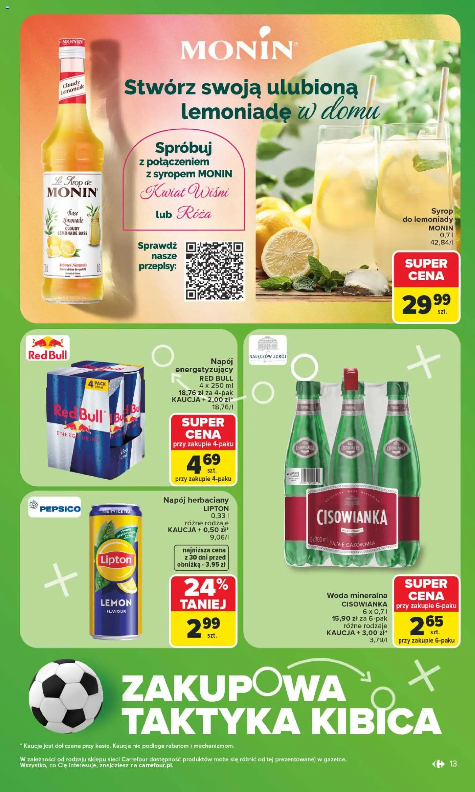 Carrefour gazetka od 08.06.2026 | Strona: 15 | Produkty: Syrop, Red bull, Ice Tea, Woda