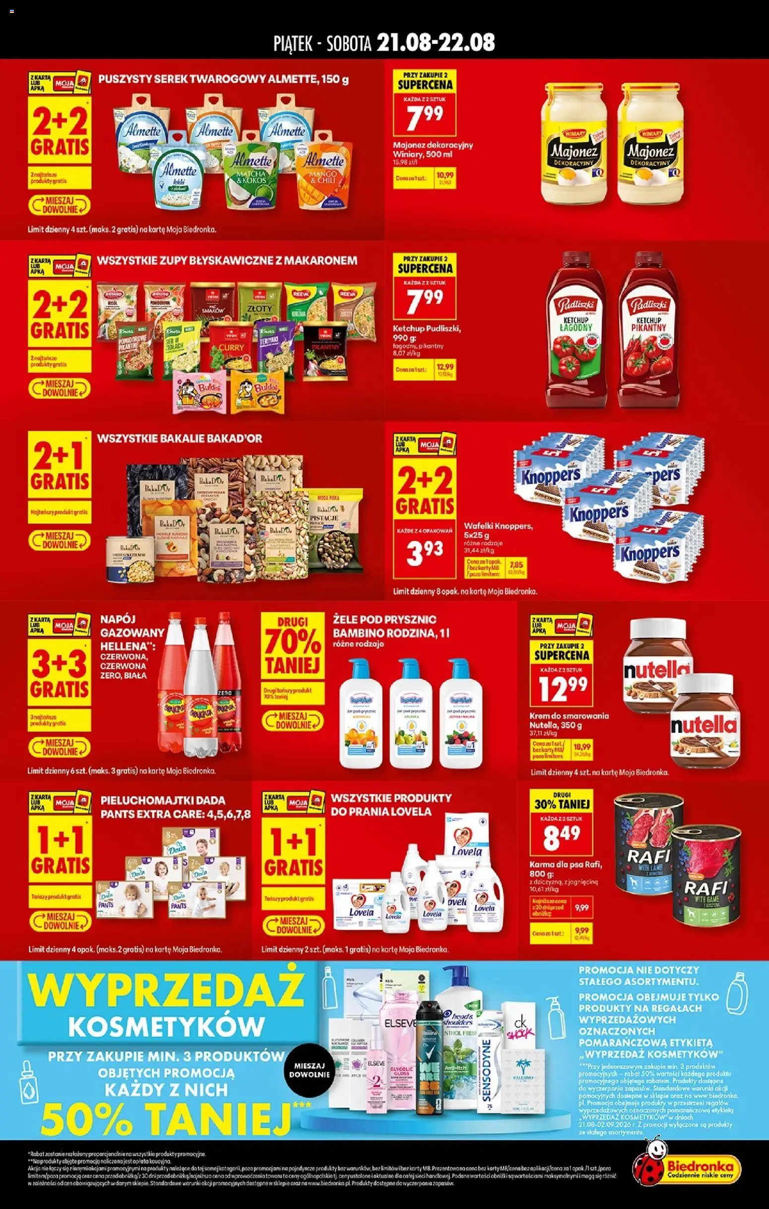 Biedronka gazetka - Tani weekend od 21.08.2026 | Strona: 2 | Produkty: Knoppers, Karta, Nutella, Karma dla psa