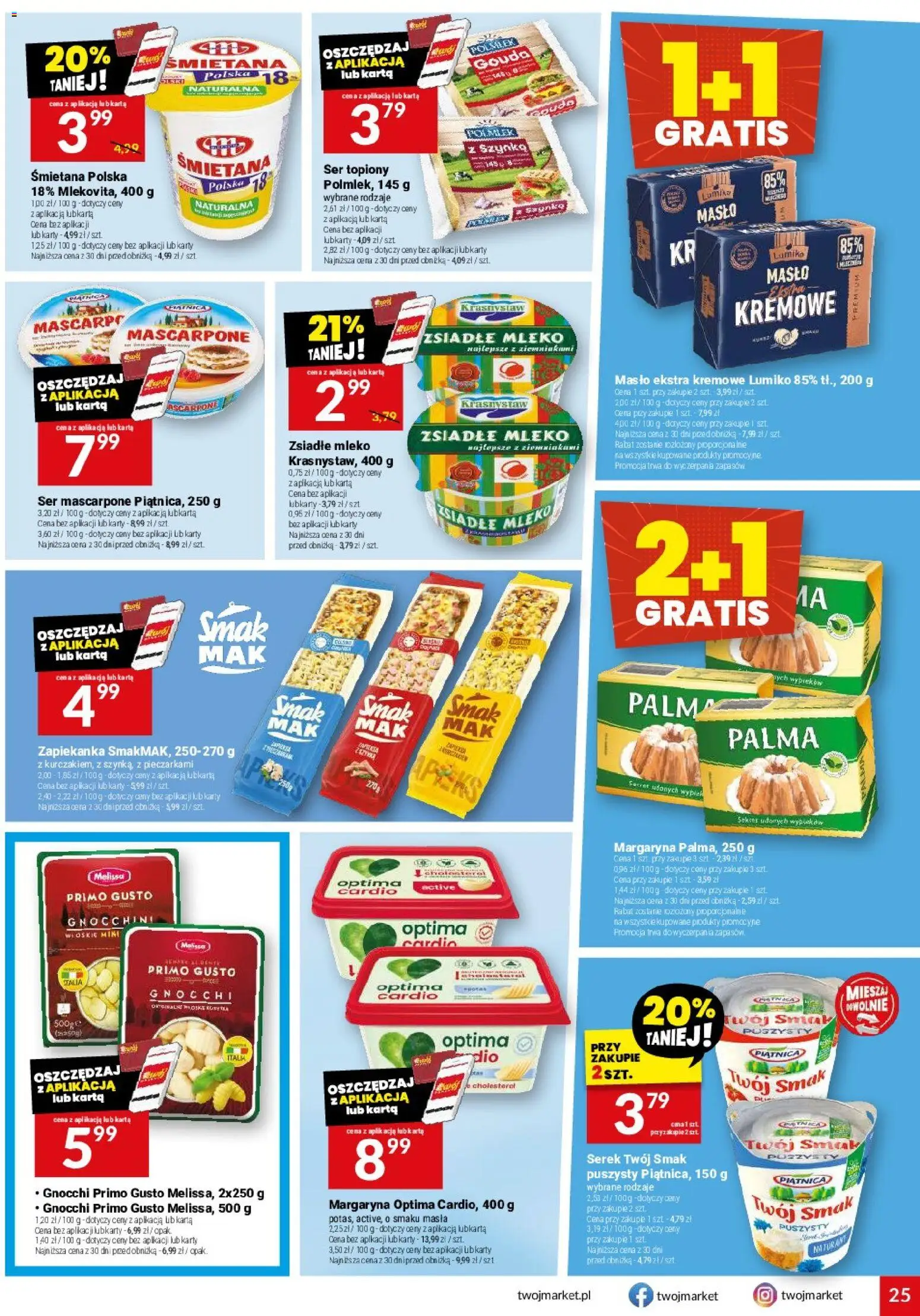 Twój Market gazetka od 24.06.2026 | Strona: 25 | Produkty: Karta, Optima cardio, Gnocchi, Ser mascarpone