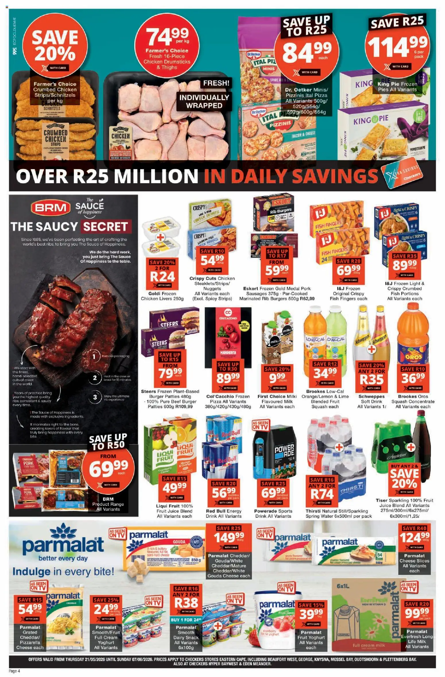 New Checkers catalogue – valid from 21.05.2026 | Page: 4 | Products: Oven, Magdalenas, Fish, Fruit