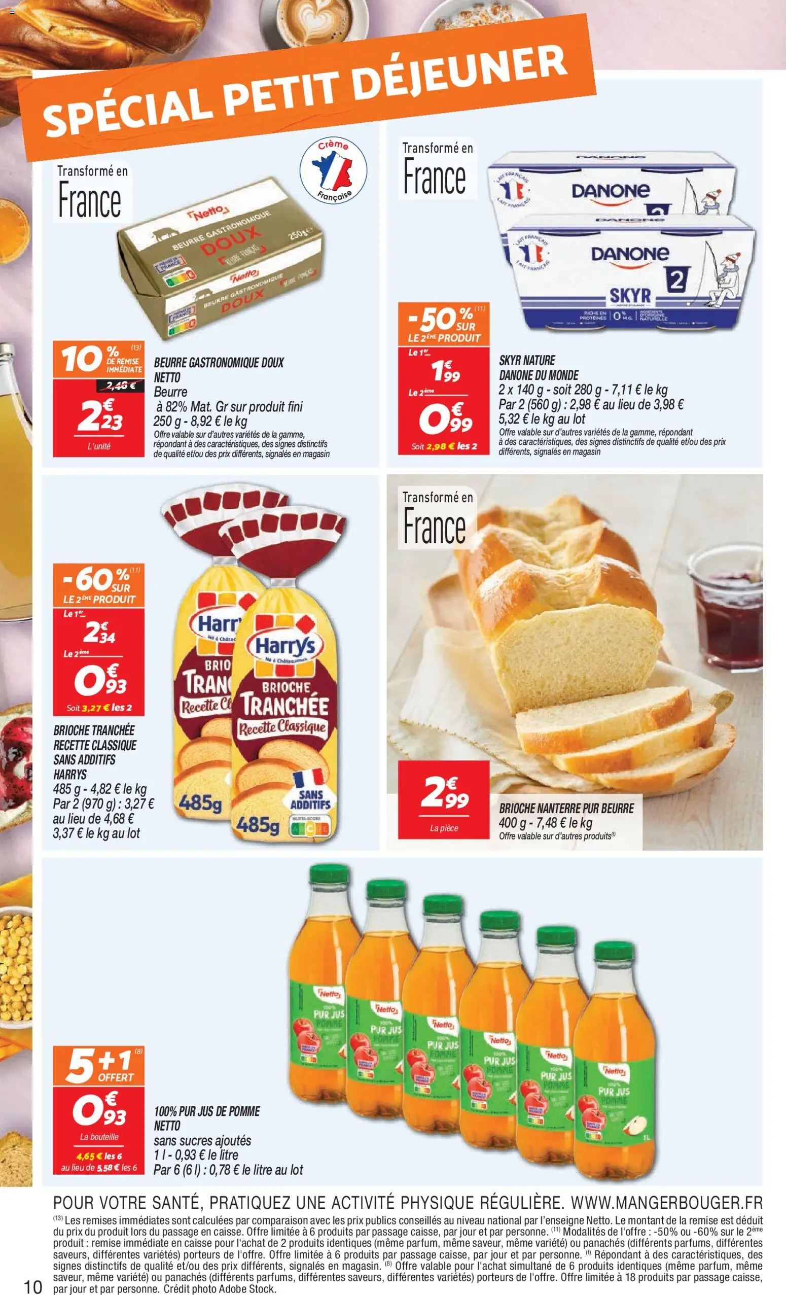 {H1} | Page: 10 | Produits: Brioche, Beurre, Jus, Beurre gastronomique doux