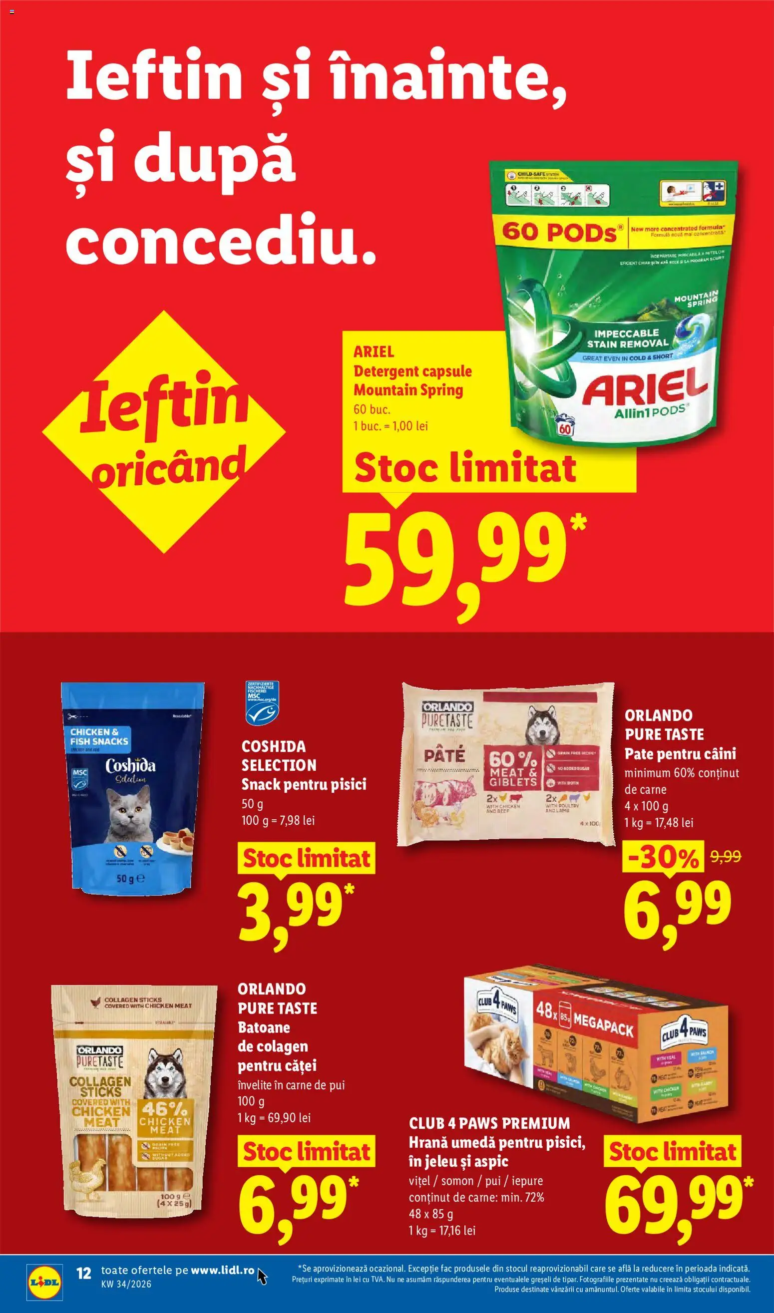 Noul catalog Lidl – valabil de la 17.08.2026 | Pagină: 12 | Produse: Premium, Detergent Capsule, Pui, Detergent