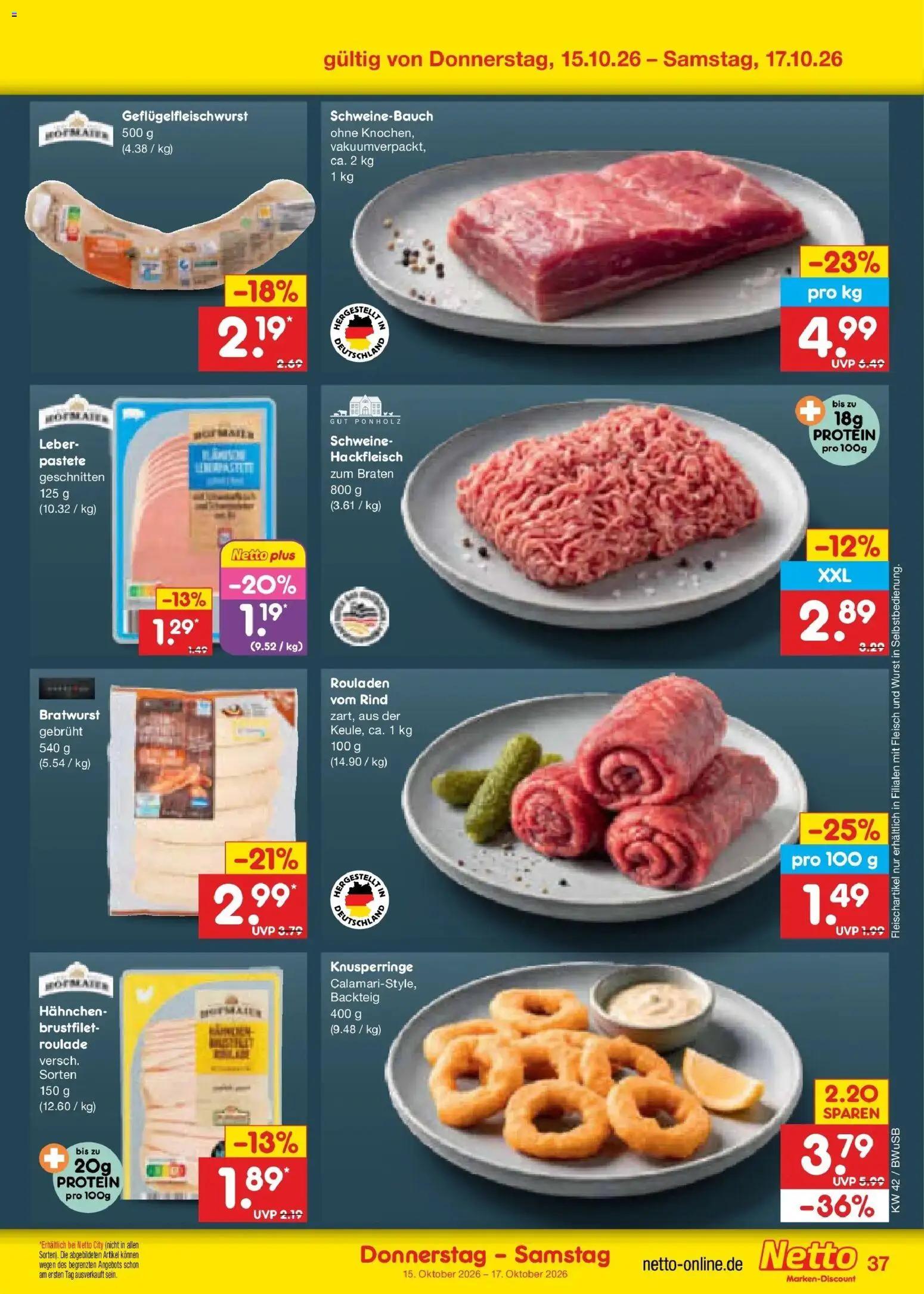 Netto Marken-Discount Prospekt Bielefeld (ab 12.10.2026) » Angebote | Seite: 51 | Produkte: Schweinebauch, Bratwurst, Wurst, Hackfleisch
