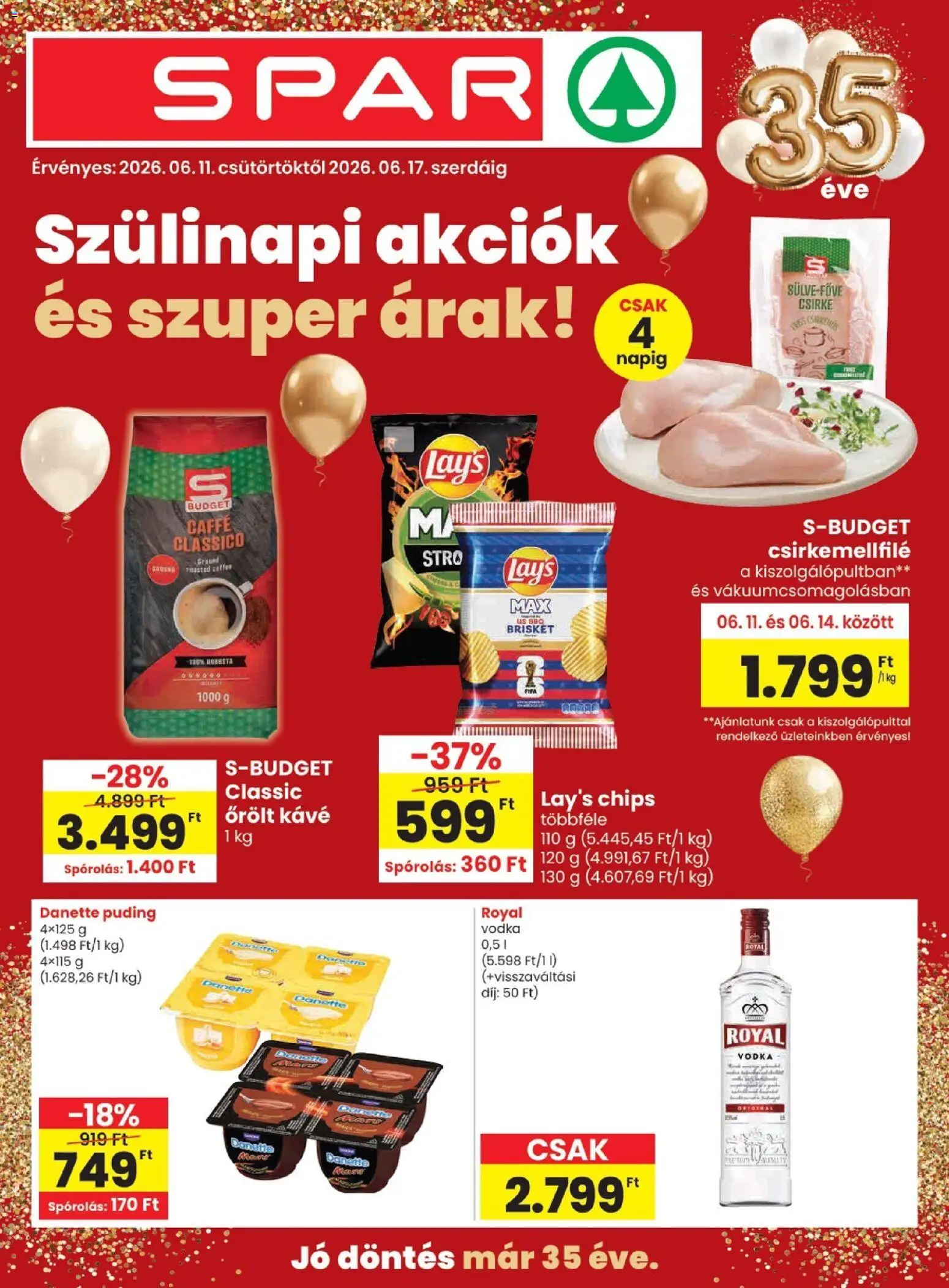 Spar akciós ujság - amely érvényes a következő dátumtól: 11.06.2026 | Oldal: 1 | Termékek: Puding, Kávé, Őrölt kávé, Vodka