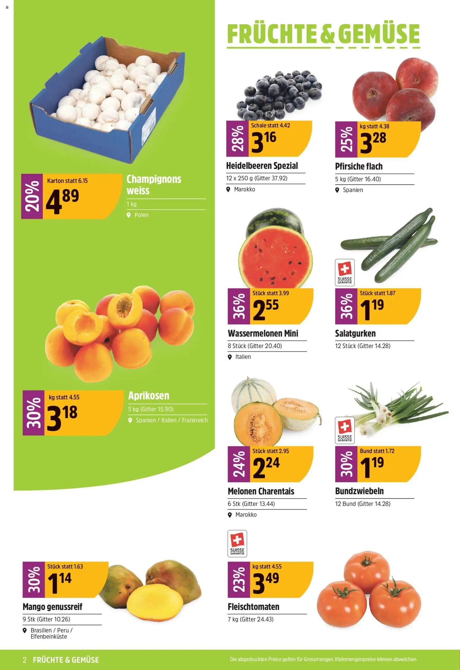 TopCC aktionen – gültig ab 01.06.2026 | Seite: 2 | Produkte: Gitter, Champignons, Mango, Früchte
