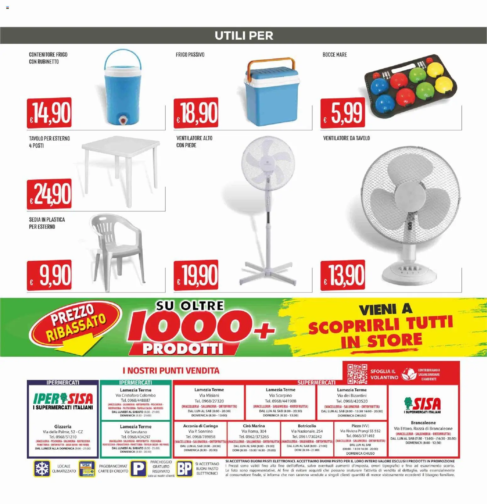 Volantino SISA del 09/07/2026 | Pagina: 20 | Prodotti: Ventilatore, Contenitore, Tavolo, Sedia