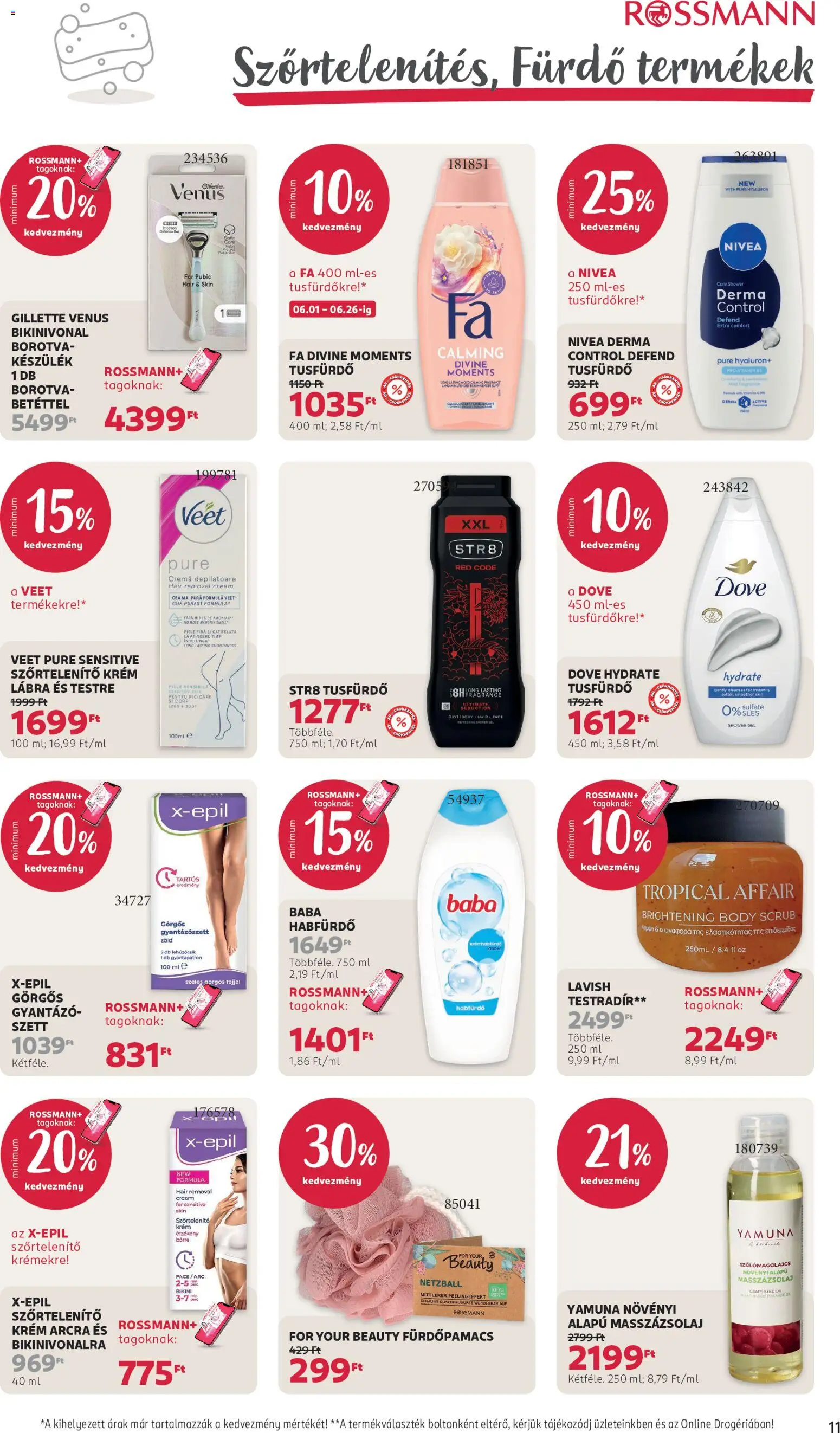 Rossmann akciós ujság - amely érvényes a következő dátumtól: 15.06.2026 | Oldal: 13 | Termékek: Body, Habfürdő, Tusfürdő, Szőrtelenítő krém