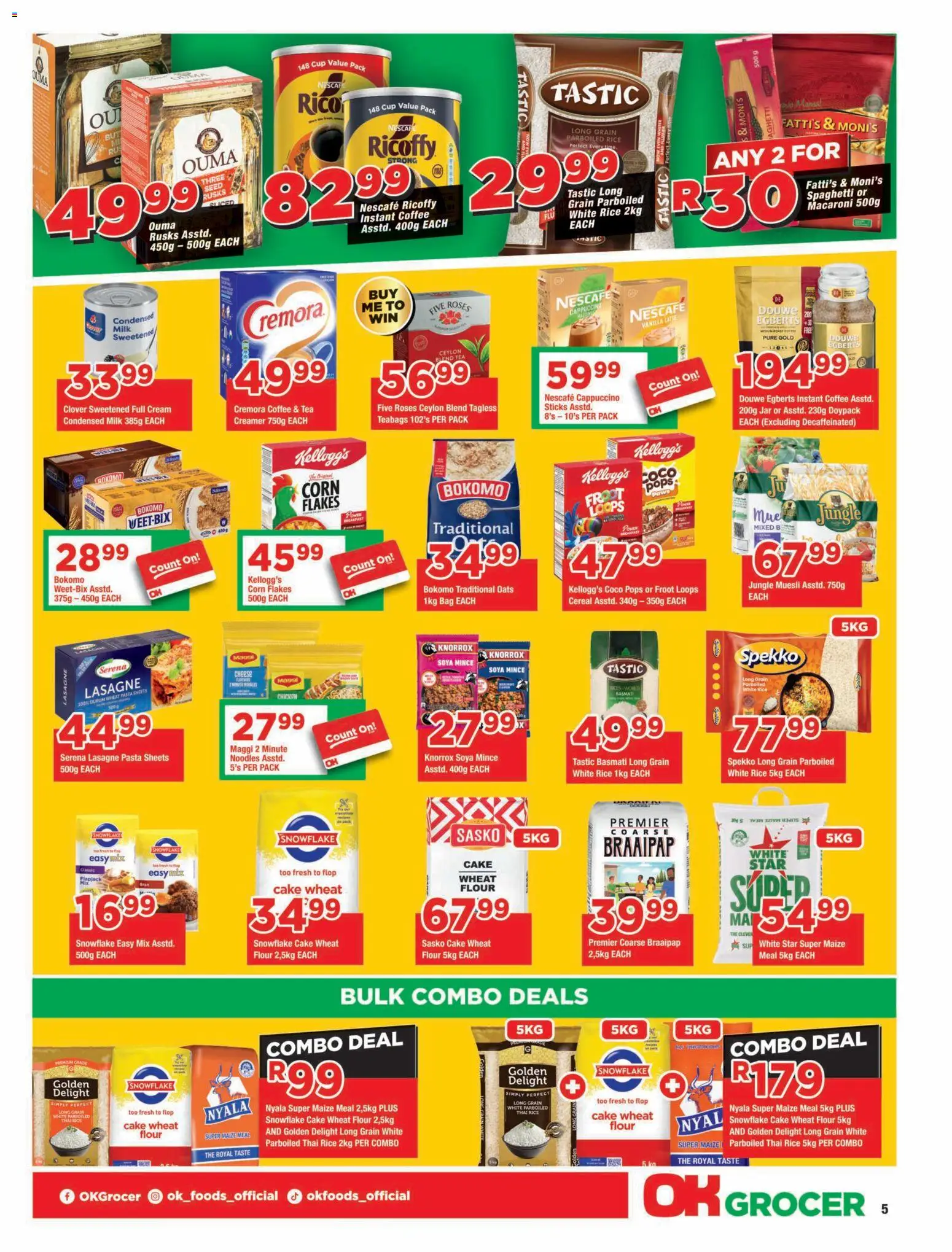 New OK Foods catalogue – valid from 25/08/2026 | Page: 5 | Products: Cake, Cheese, Flakes, Instant coffee