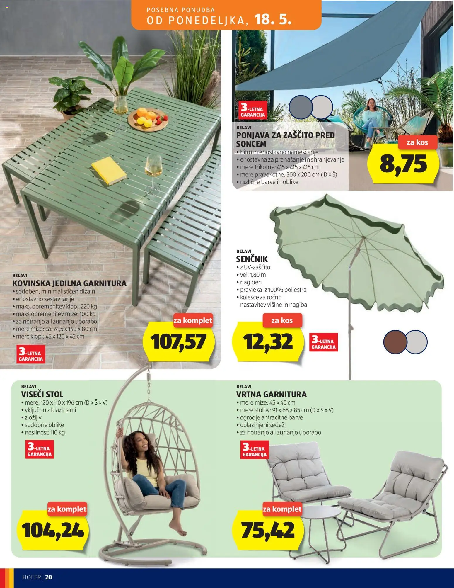Hofer SI katalog | vrijedi od 13.05.2026 | Stranica: 20 | Proizvodi: Stol, Vrtna garnitura