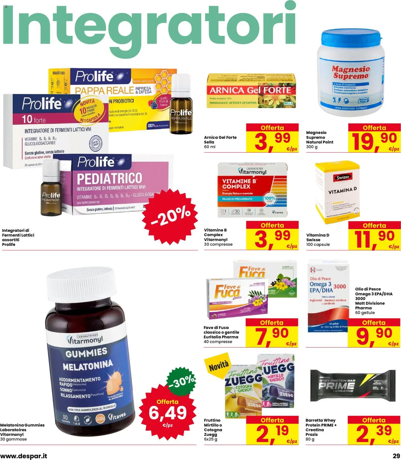 Volantino Eurospar del 24/09/2026 | Pagina: 29 | Prodotti: Caramelle, Barretta, Omega 3, Capsula