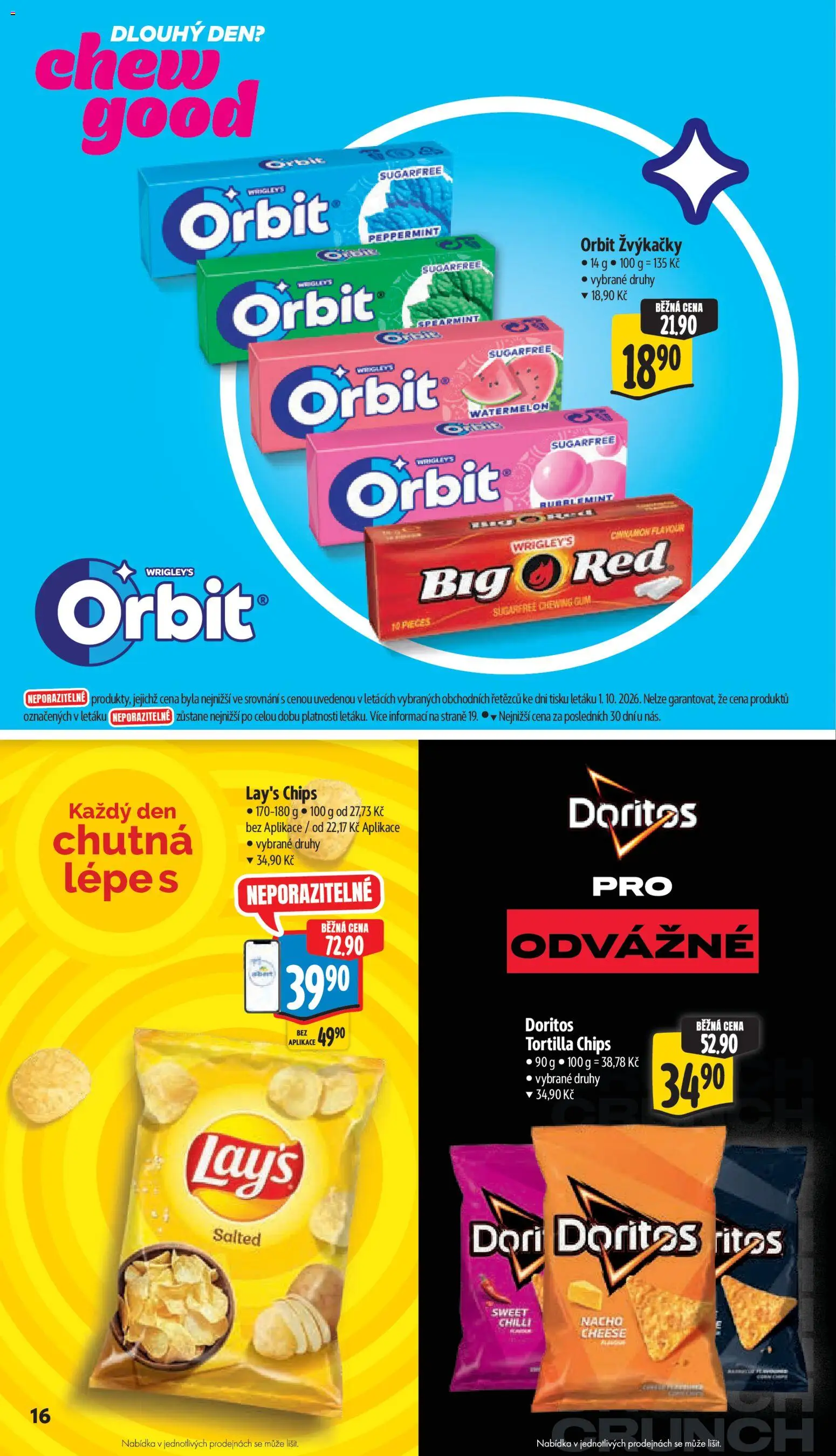 Albert leták - Supermarket Praha 4 od 07.10.2026 | Strana: 26 | Produkty: Doritos, Chilli, Tortilla, Žvýkačky