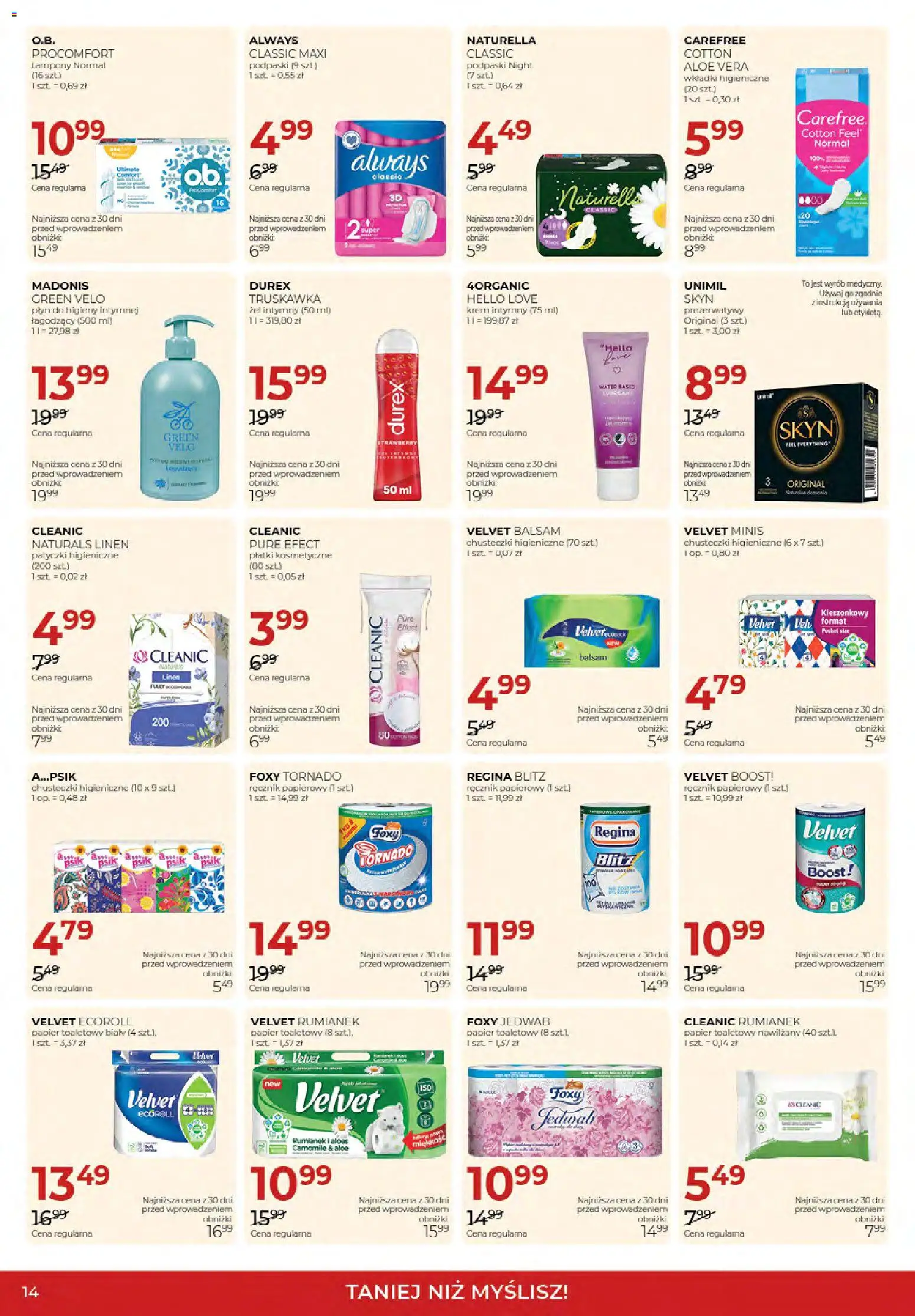 Jawa gazetka od 02.10.2026 | Strona: 14 | Produkty: Chusteczki, Chusteczki higieniczne, Krem, Papier toaletowy nawilżany
