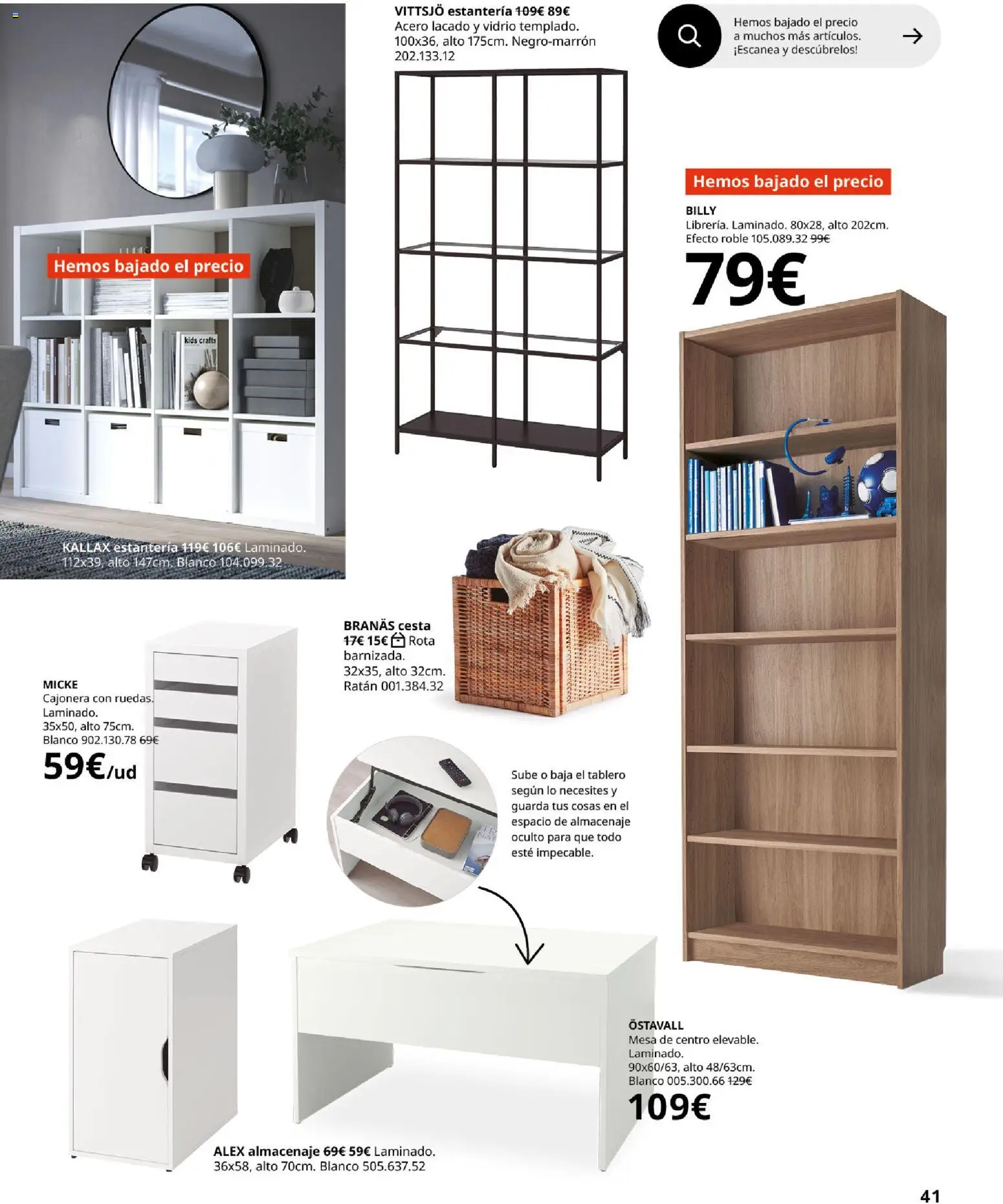 Catálogo IKEA Organización en el hogar │ válido desde el 15/01/2026 | Página: 41 | Productos: Almacenaje, Cajonera, Mesa, Cesta