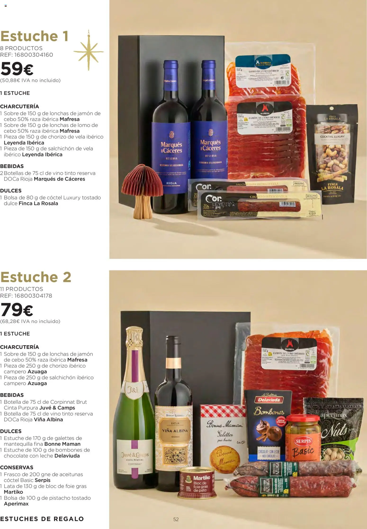 El Corte Inglés Cestas Navidad 2026 │ válido desde el 08/10/2026 | Página: 52 | Productos: Leche, Jamón, Vino, Pato