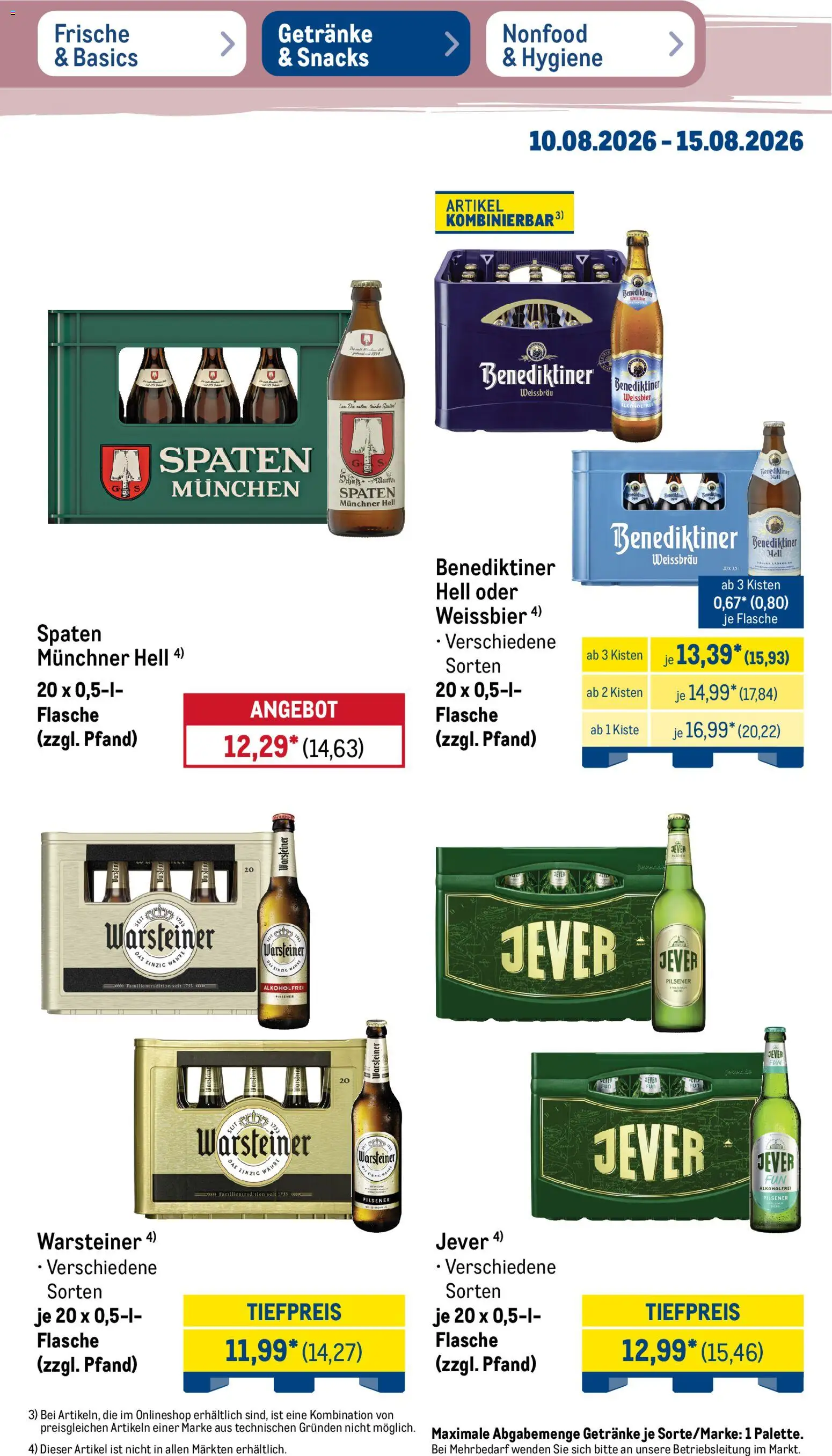 Metro Prospekt – gültig ab 10.08.2026 | Seite: 27 | Produkte: Weißbier, Warsteiner, Jever
