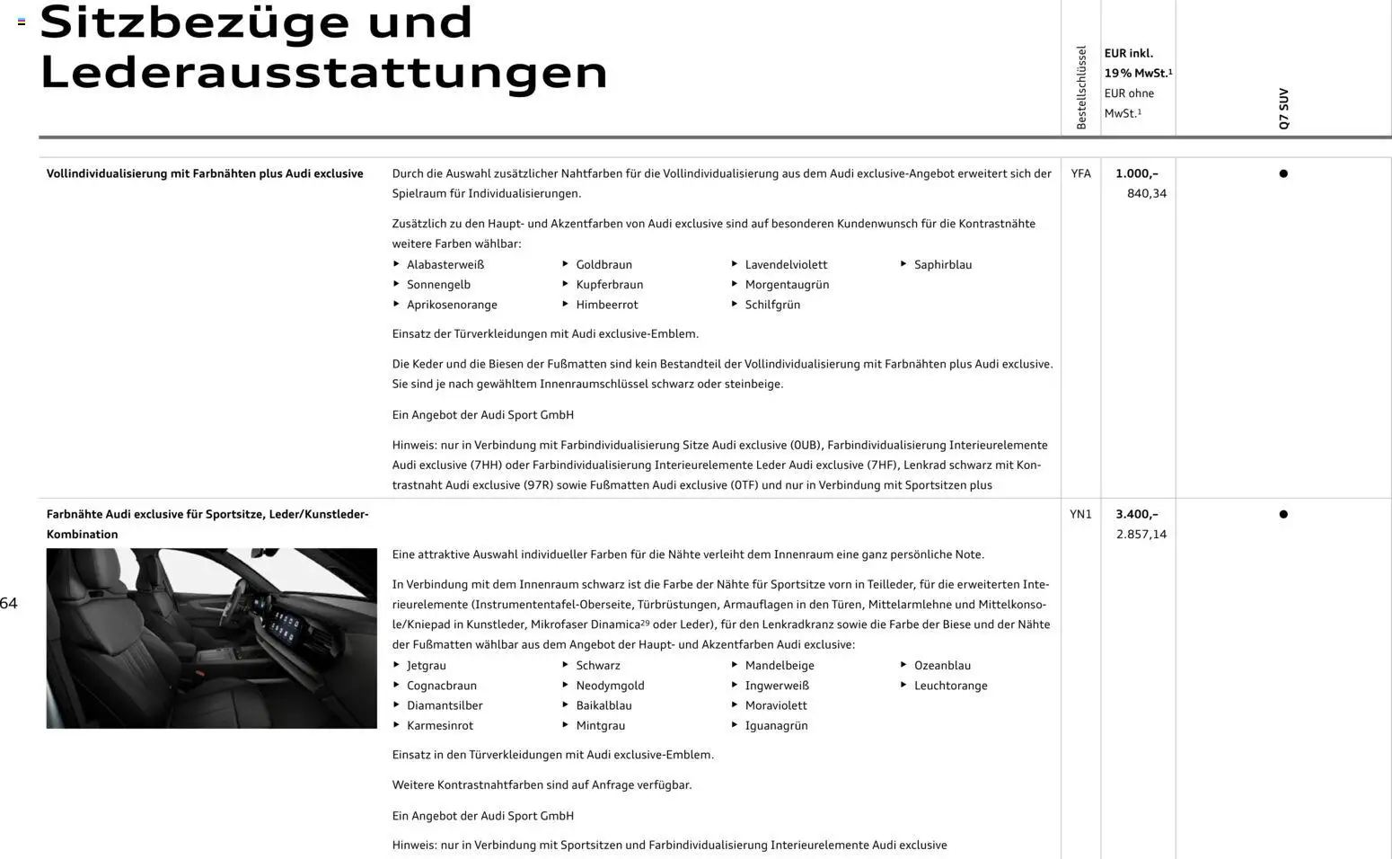 Audi Q7 – gültig ab 23.06.2026 | Seite: 64 | Produkte: Soundsystem