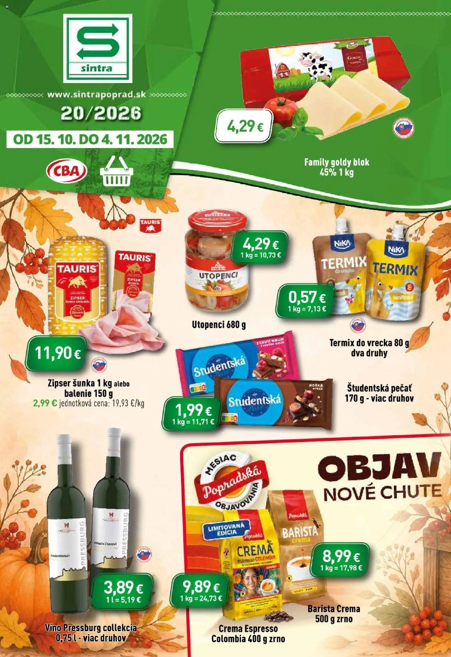 Nové Sintra akcie – leták je platný od 15.10.2026 | Strana: 1
