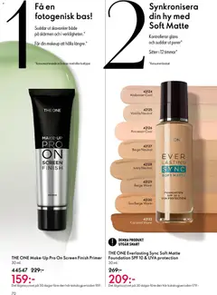 THE ONE Make-Up Pro On Screen Finish Primer, 30 ml. Suddar ut skavanker både på skärmen och i verkligheten. Får din makeup att hålla längre. - Förhandsvisning av reklamblad från butik Oriflame aktuell från 03.06.2026 | Sida: 70 | Produkter: Foundation, Primer