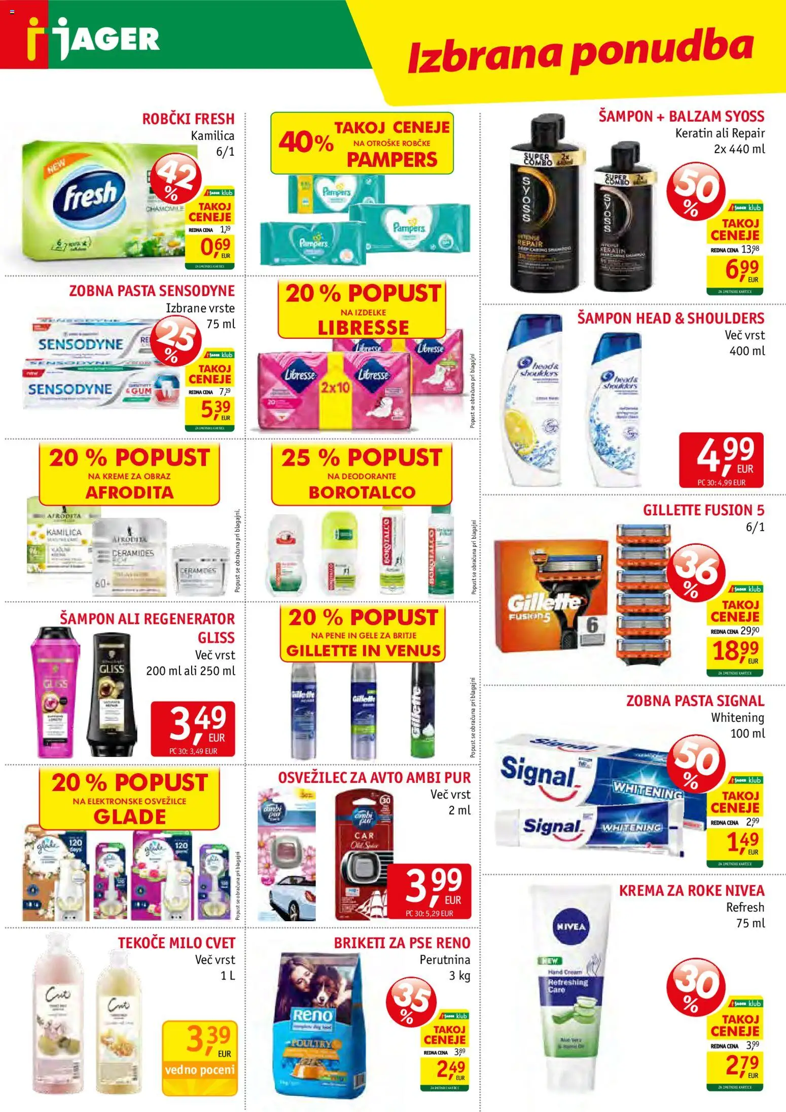 Novi Jager katalog ponudbe – veljaven od 15.04.2026 | Stran: 14 | Izdelki: Tekoče milo, Robčki, Sampon, Milo
