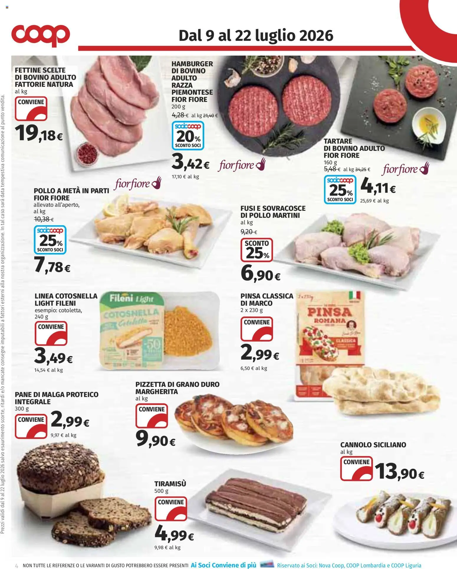 Volantino COOP del 09/07/2026 | Pagina: 4 | Prodotti: Bovino, Pane, Pollo, Data