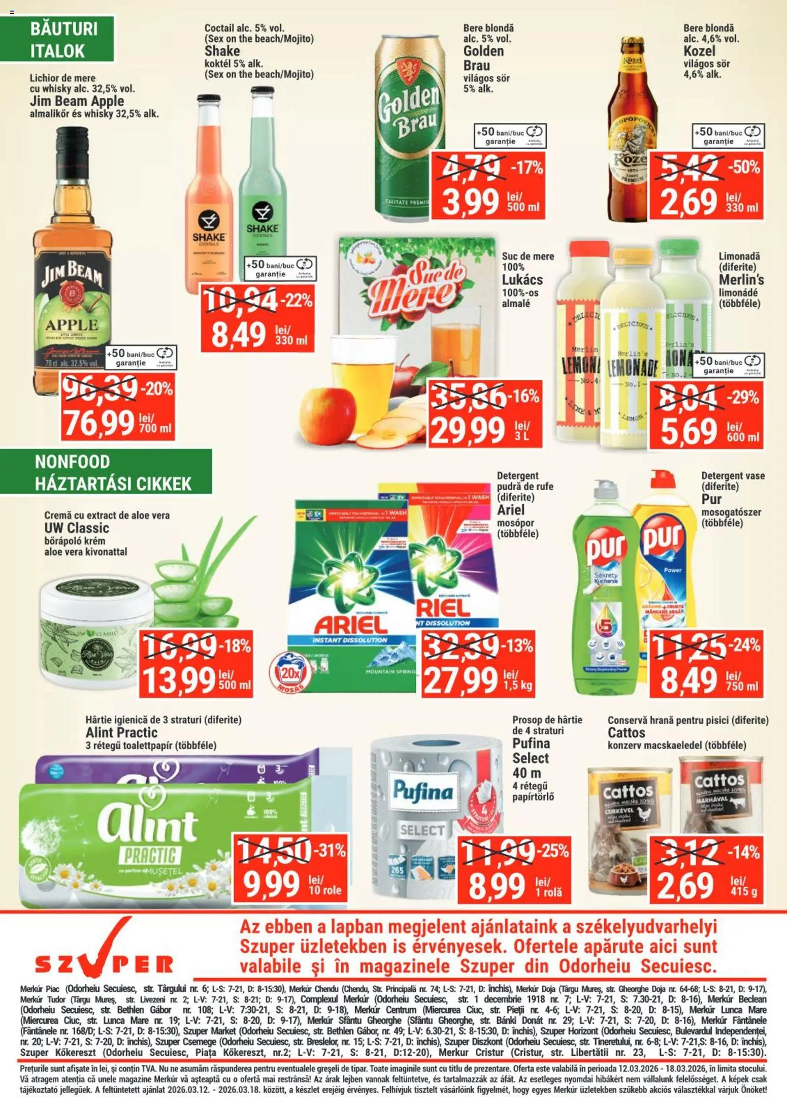 Noul catalog Merkur – valabil de la 12.03.2026 | Pagină: 4 | Produse: Sıcak su torbası, Aloe vera, Role, Detergent
