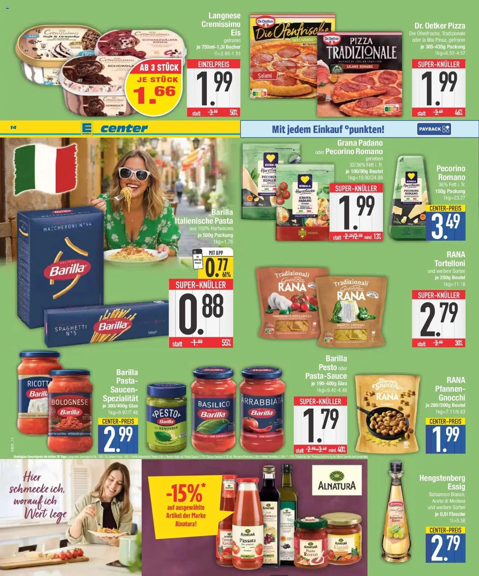 E center Prospekt Großmehring – gültig ab 27.07.2026 | Seite: 14 | Produkte: Barilla, Essig, Ofenfrische, Pasta